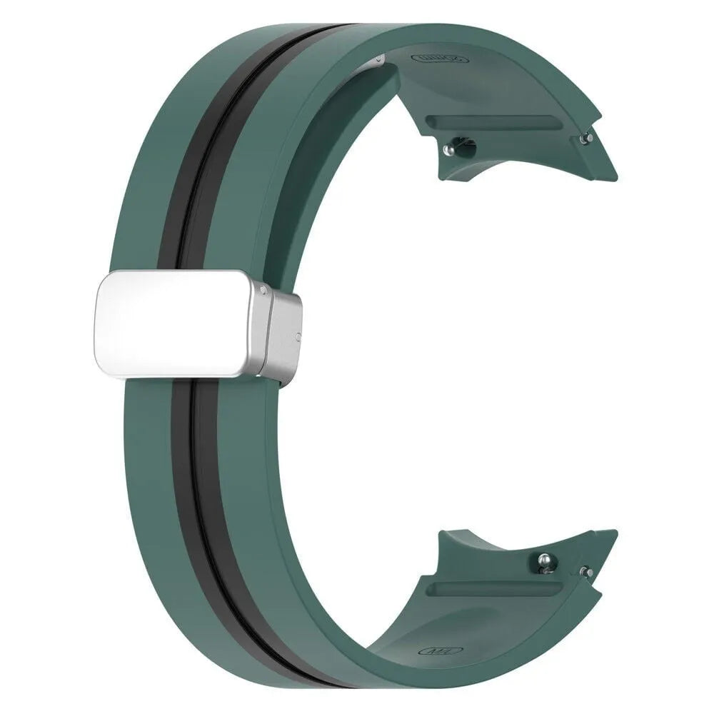 Silicone Magnetic Sport Strap, green/black, without a watch, 3/4 front view