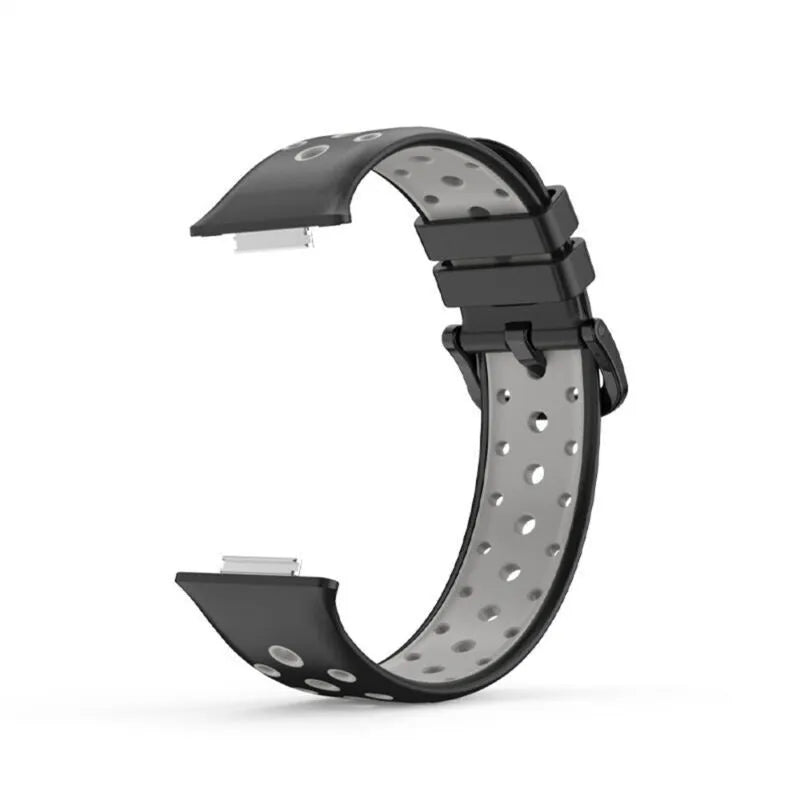 Silicone Sport Strap, black/grey, without a watch, 3/4 front view