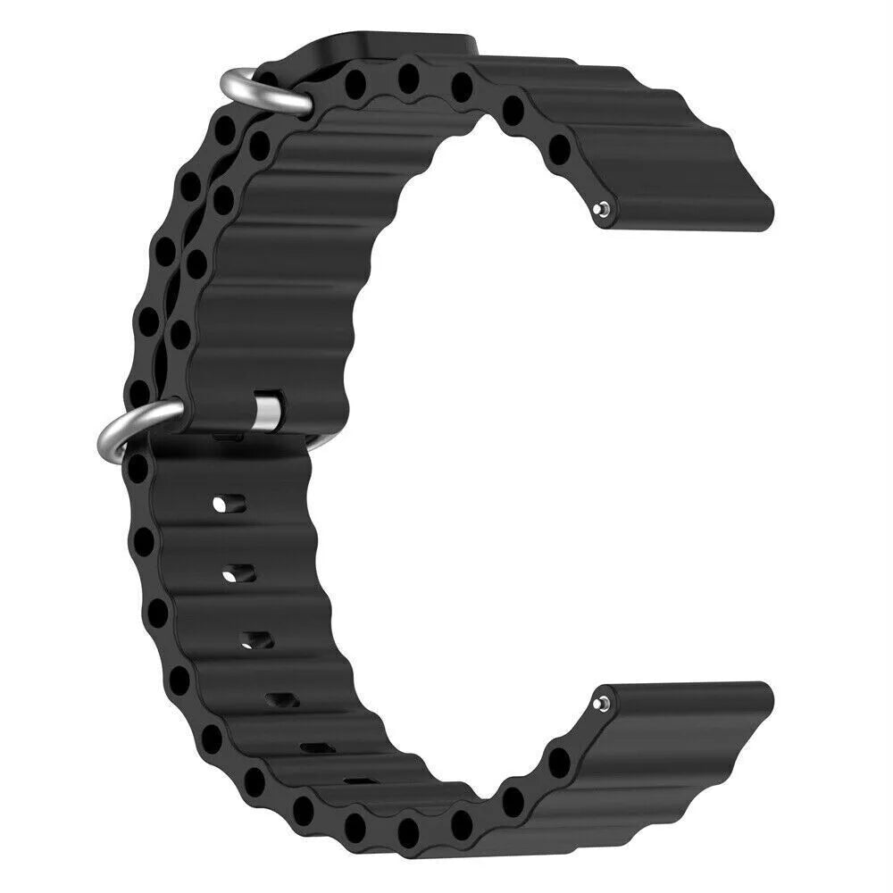 Silicone Ocean Strap, black, without a watch, 3/4 front view