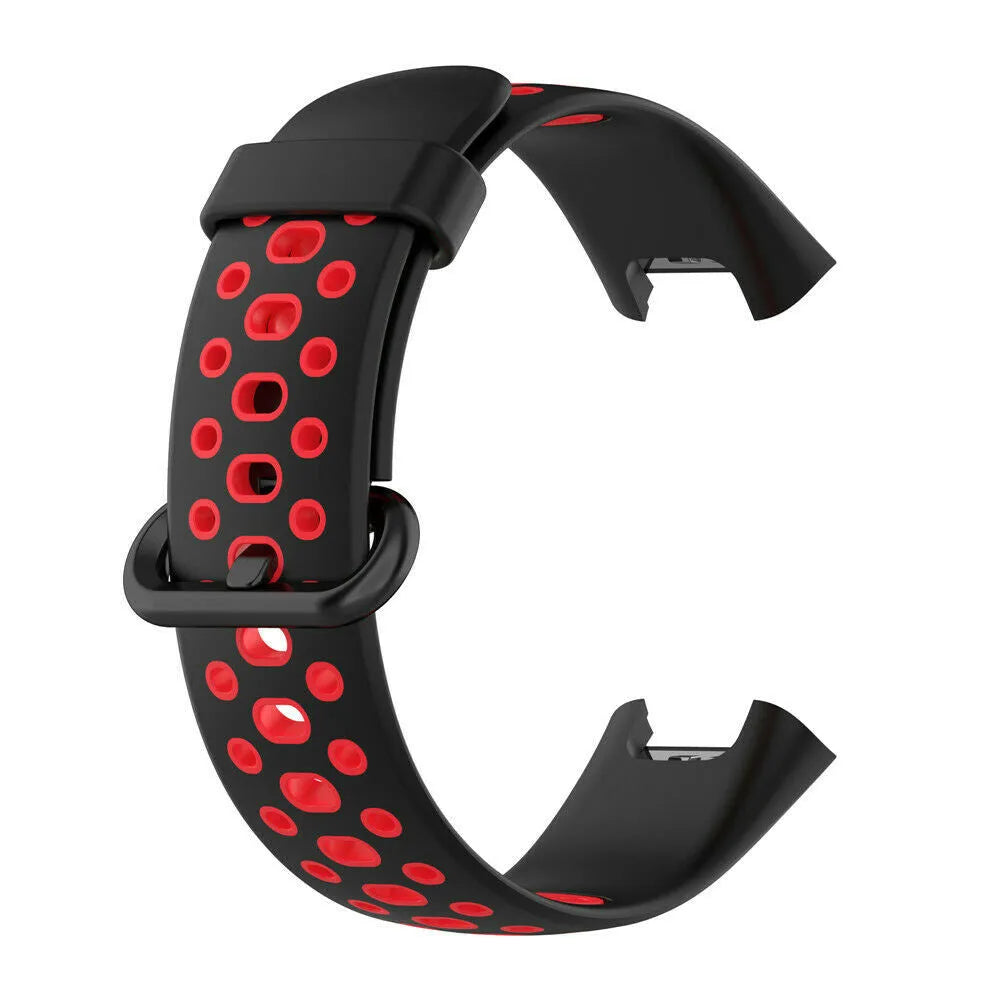 Silicone Sport Strap, black/red, without a watch, 3/4 front view