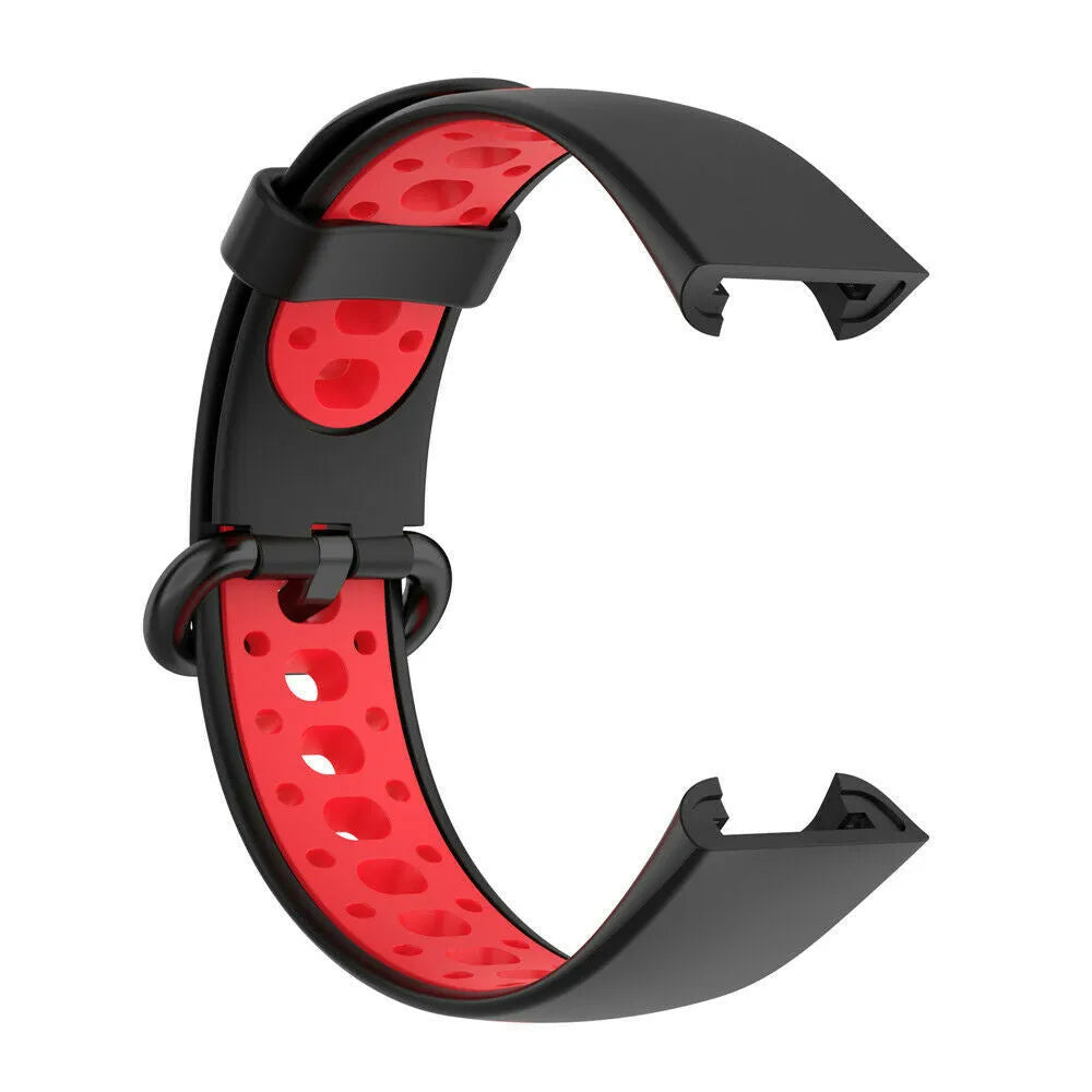 Silicone Sport Strap, black/red, without a watch, 3/4 front view