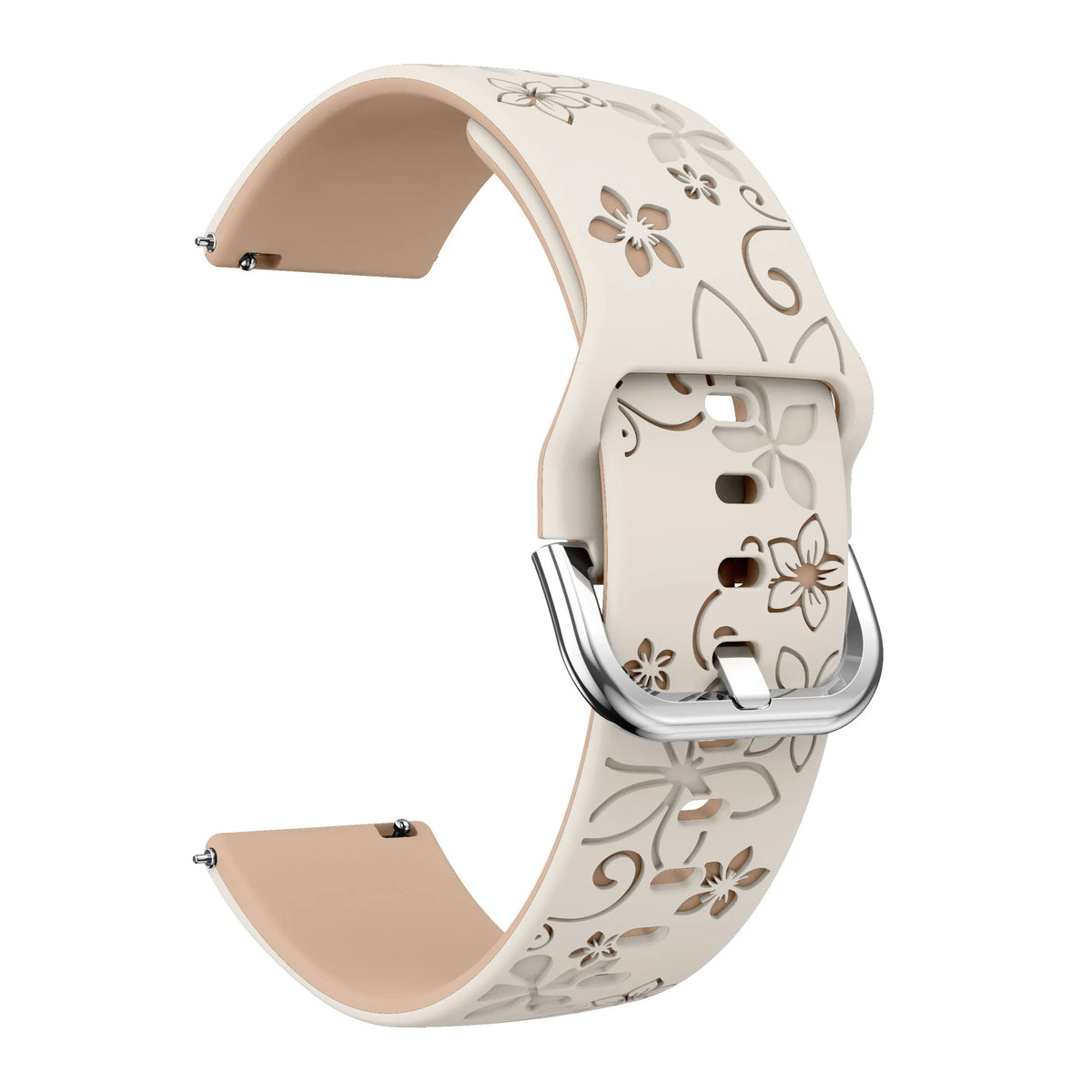 Flower Silicone Strap, starlight/beige, without a watch, 3/4 front view
