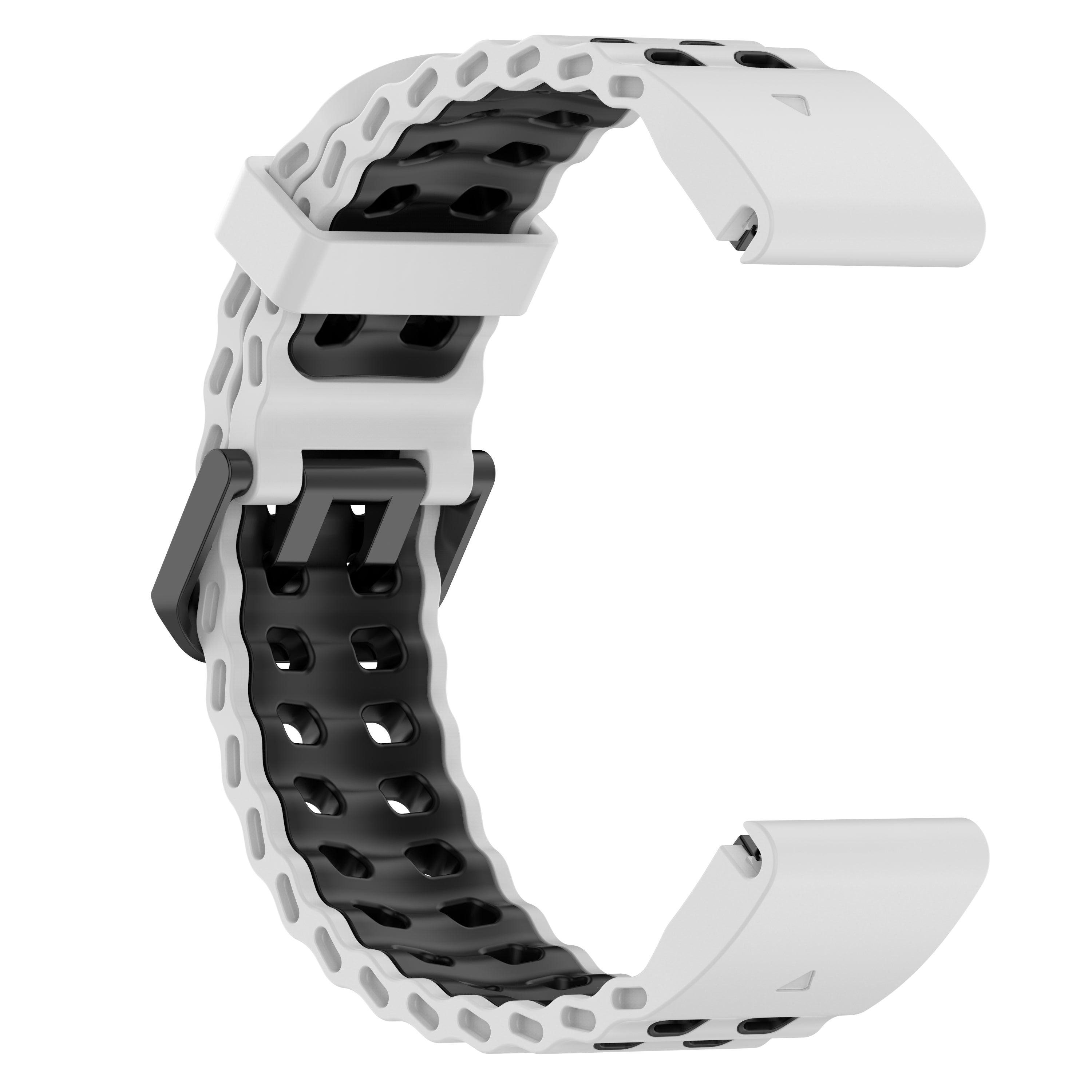 Bracelet sport ondulé Garmin Fenix 8 - 47mm (blanc/noir)