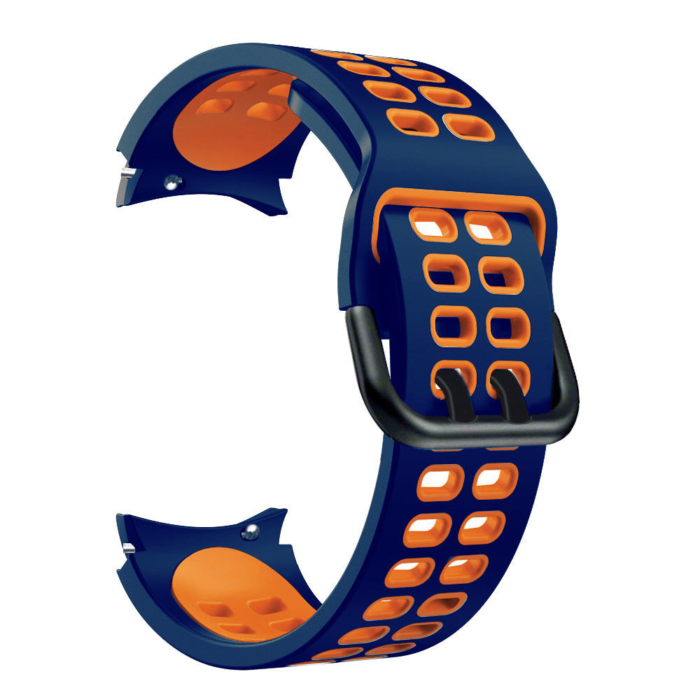 Silicone Squared Sport Strap, blue/orange, without a watch, 3/4 rear view