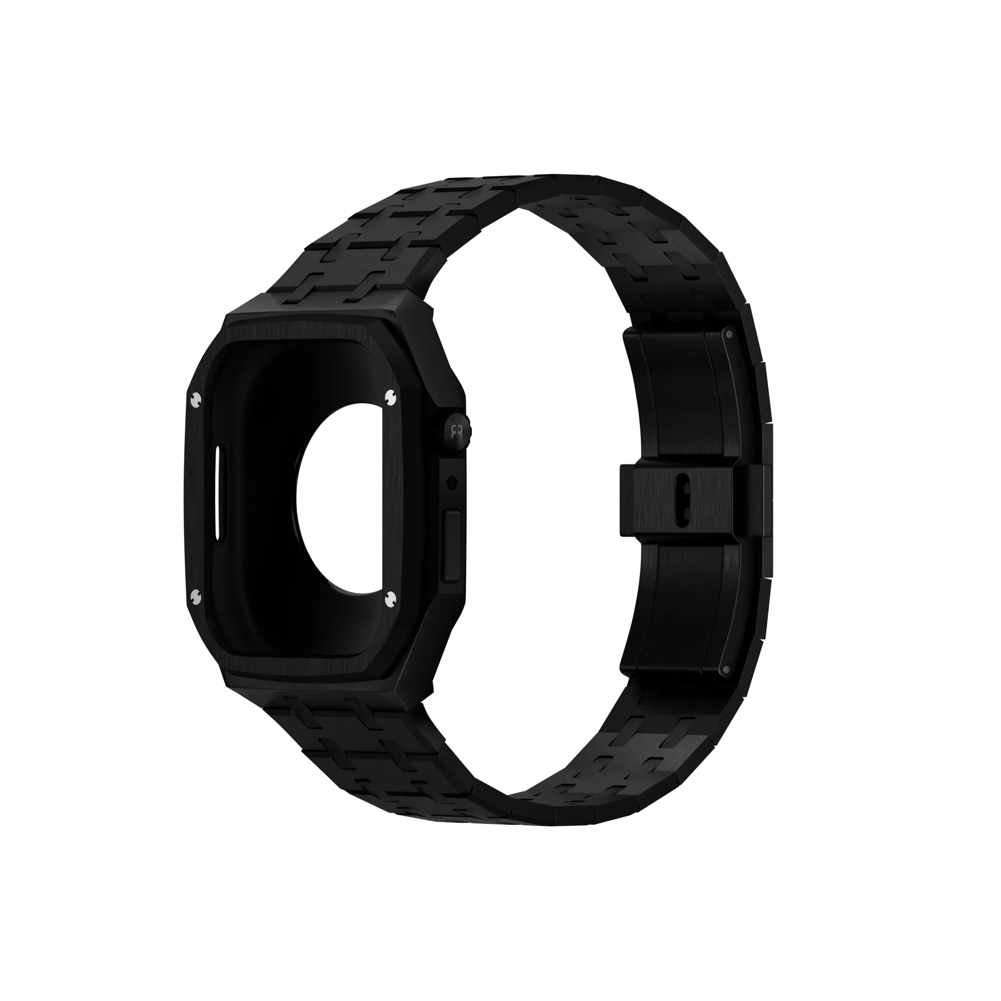 Reqior Boîtier avec bracelet en acier Apple Watch 45mm (noir)