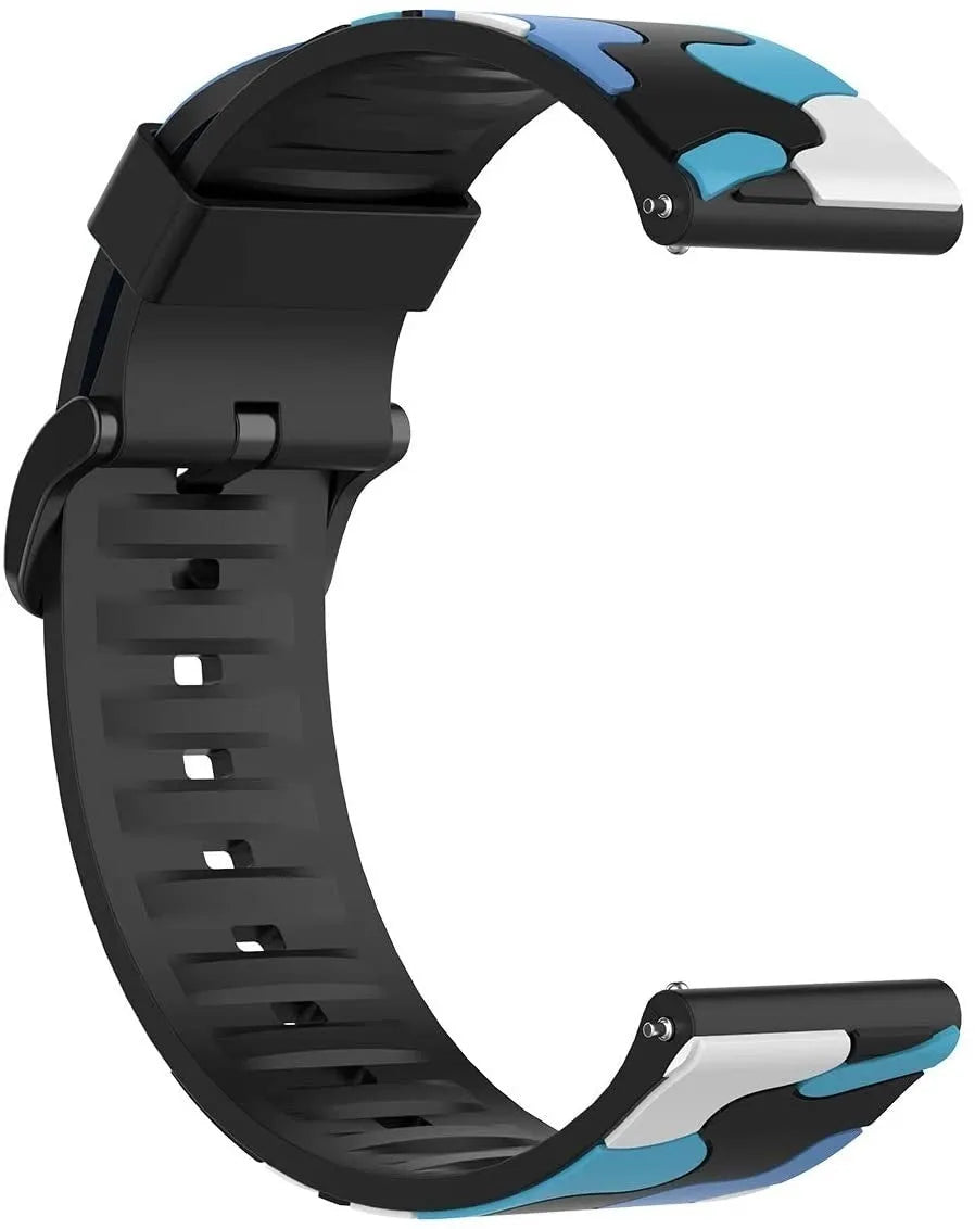 Silicone Camo Strap, blue, without a watch, 3/4 rear view