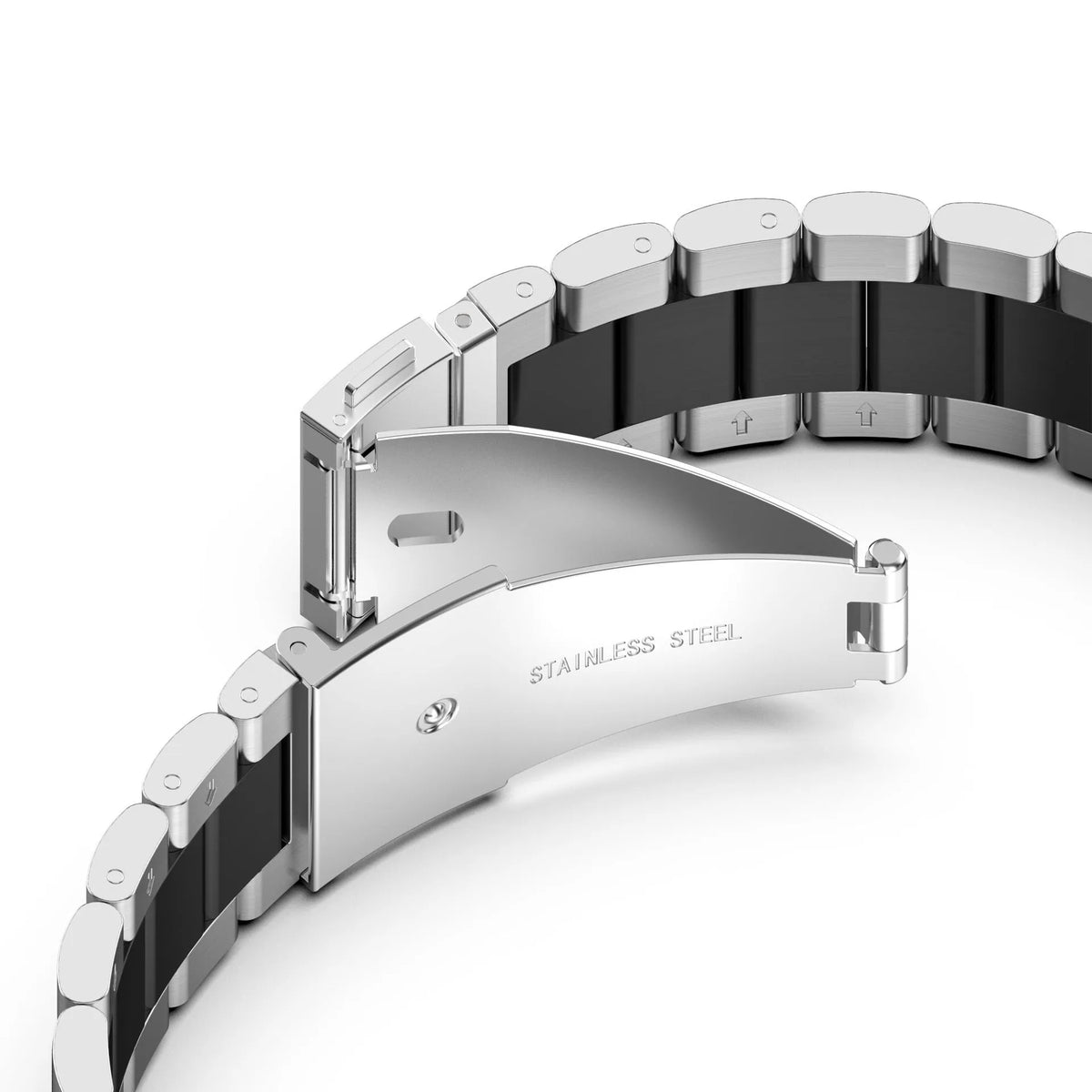 Steel Strap, silver/black, without a watch, 3/4 rear view