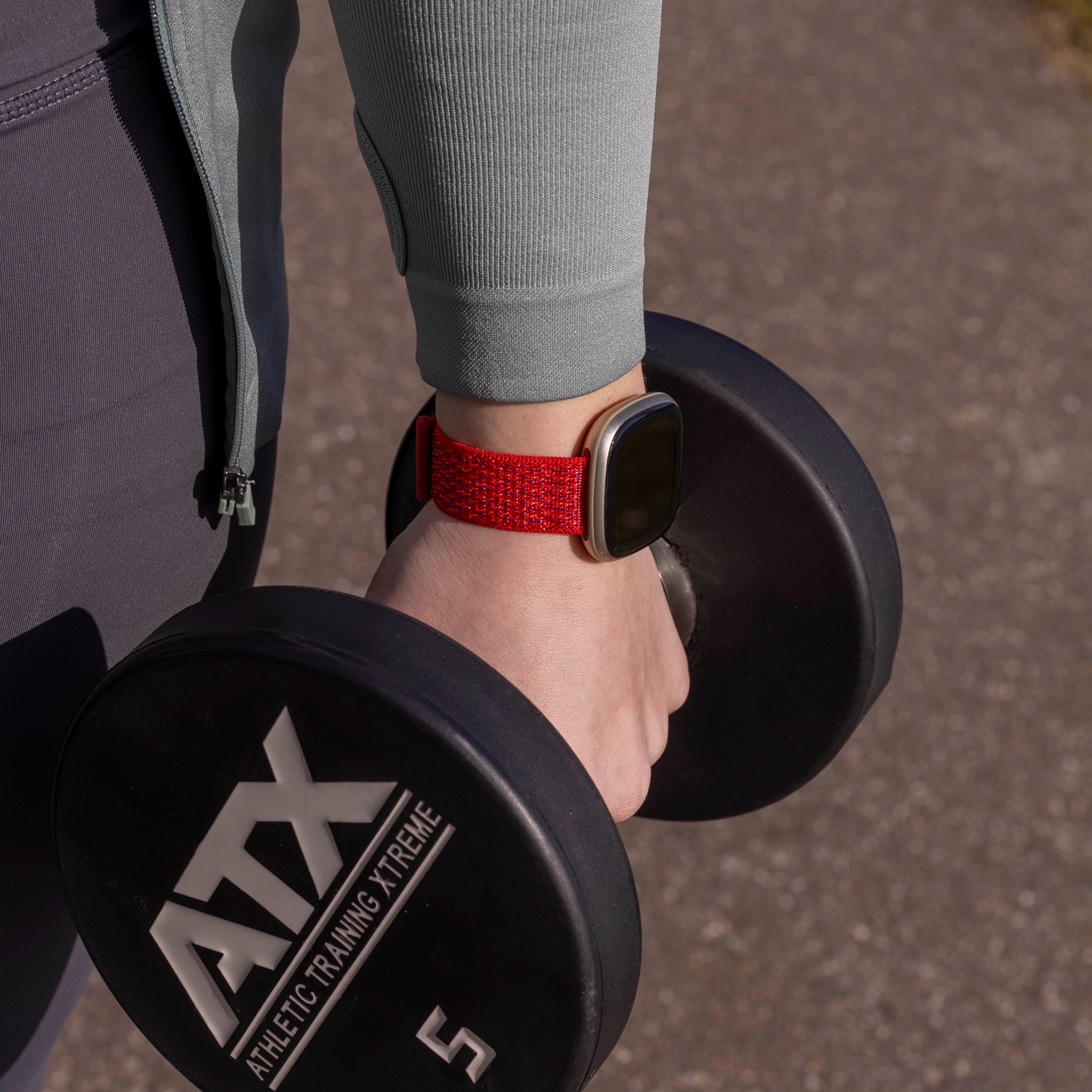 Bracelet nylon Fitbit Sense (rouge)