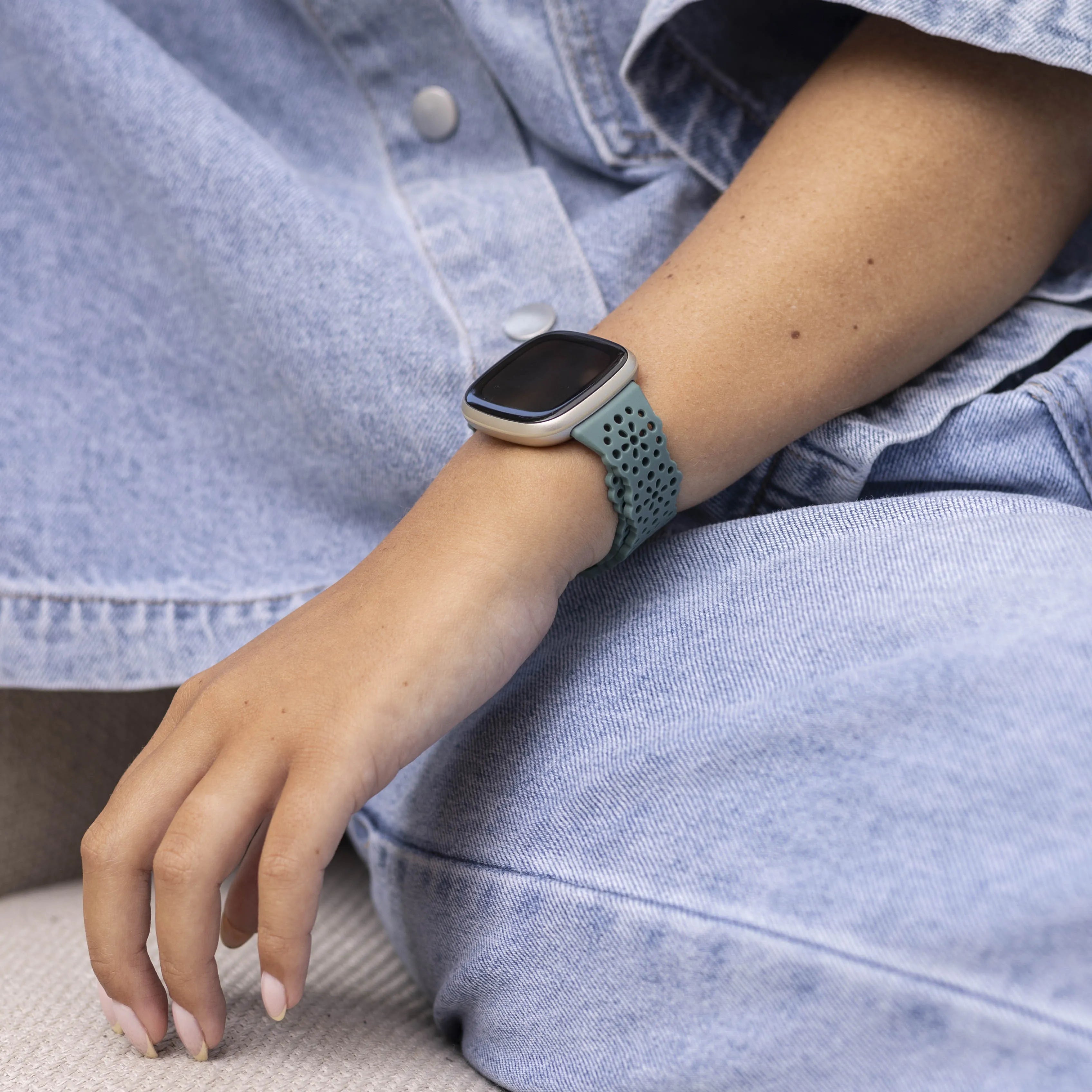 Bracelet silicone avec motif Fitbit Versa 3 (vert)