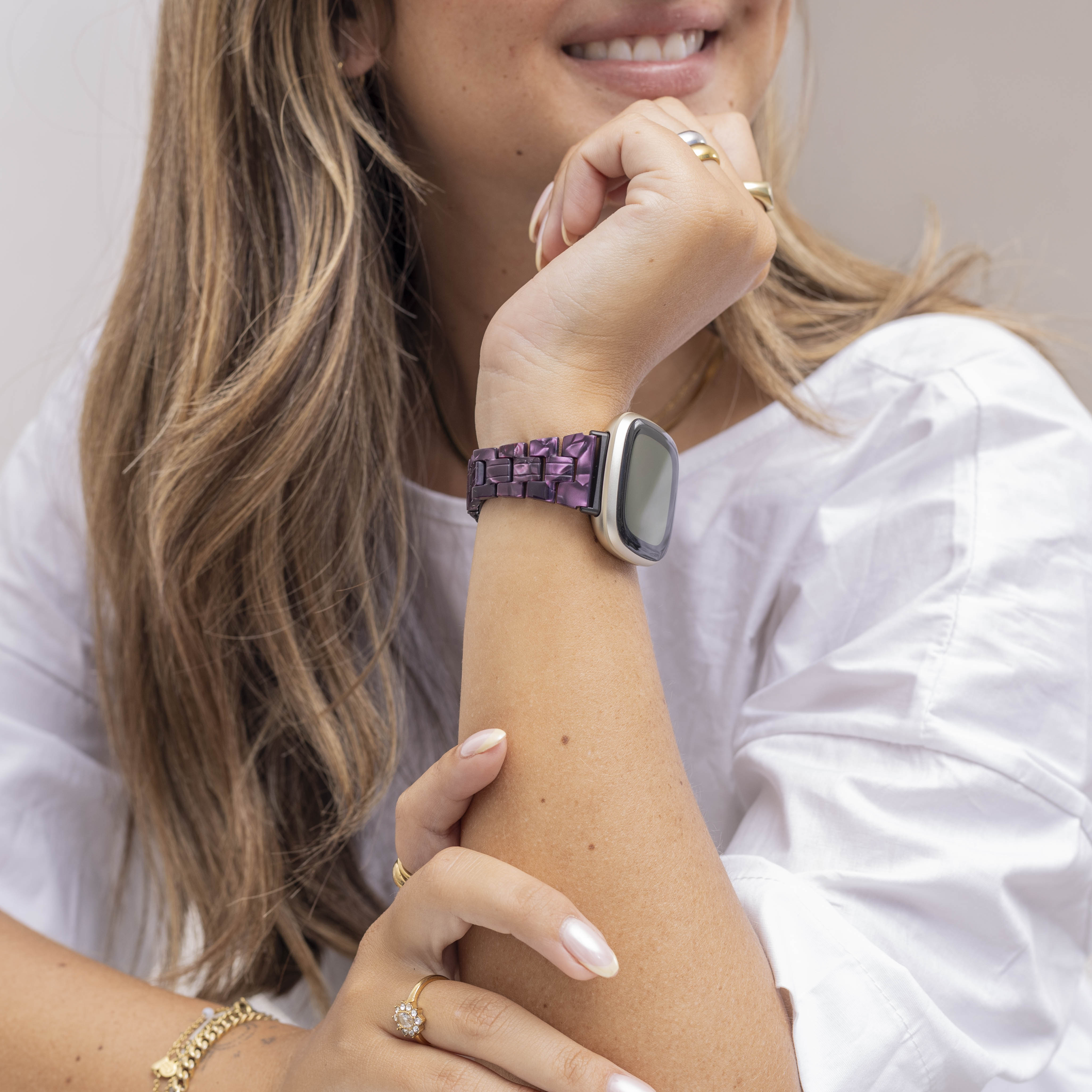 Bracelet en résine Fitbit Versa 3 (noir/violet)