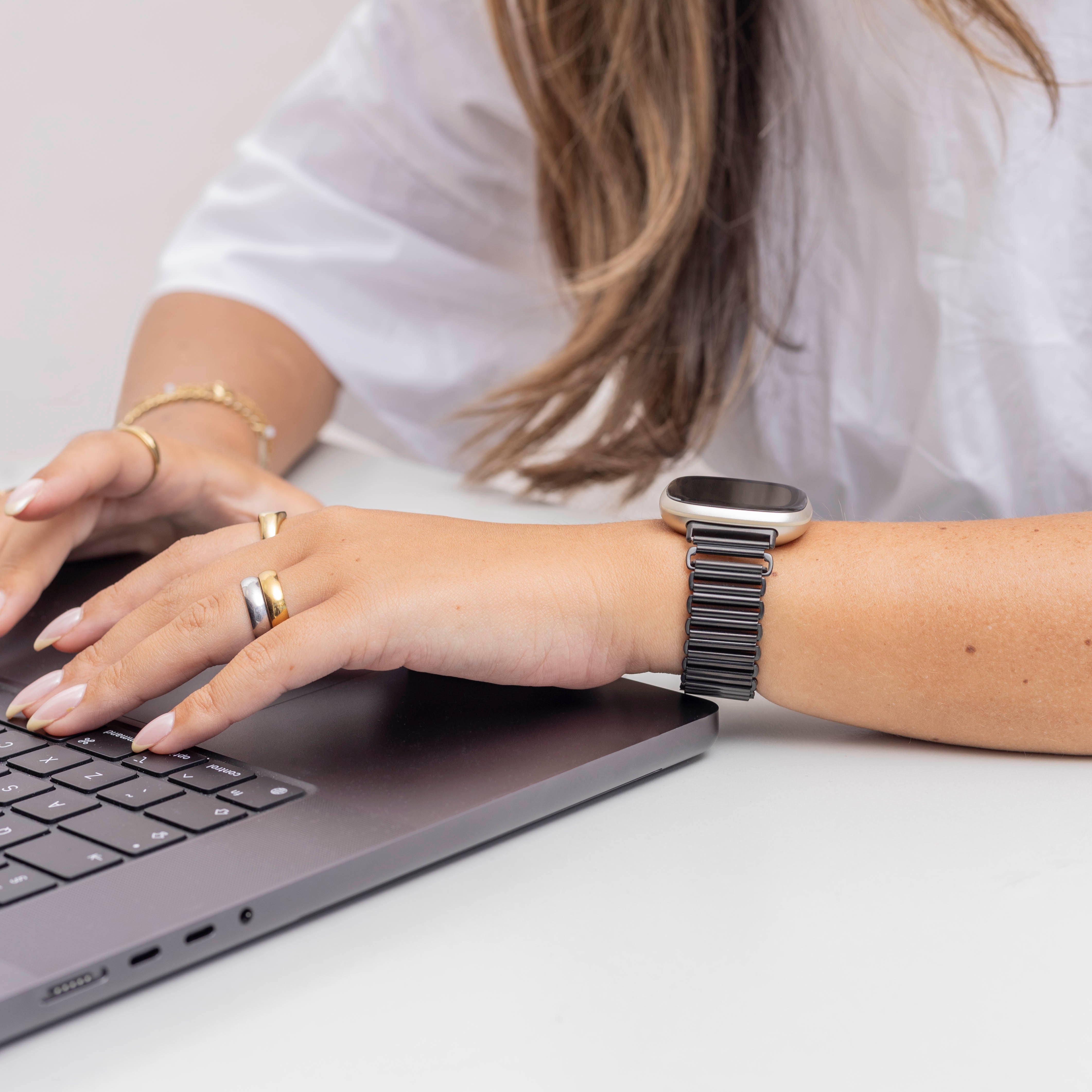 Bracelet acier loop Fitbit Sense (noir)