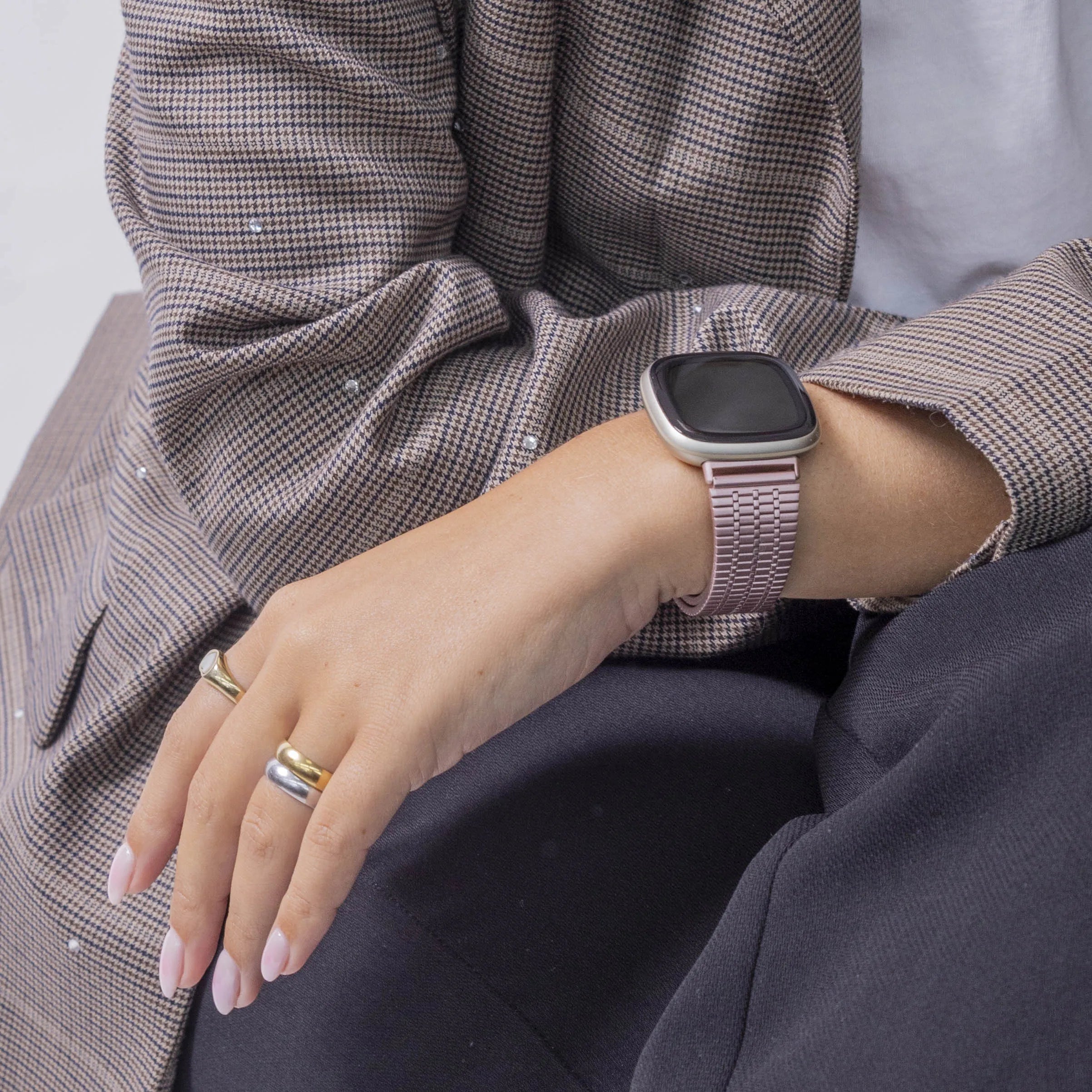 Bracelet acier inoxydable Fitbit Versa 3 (rose)