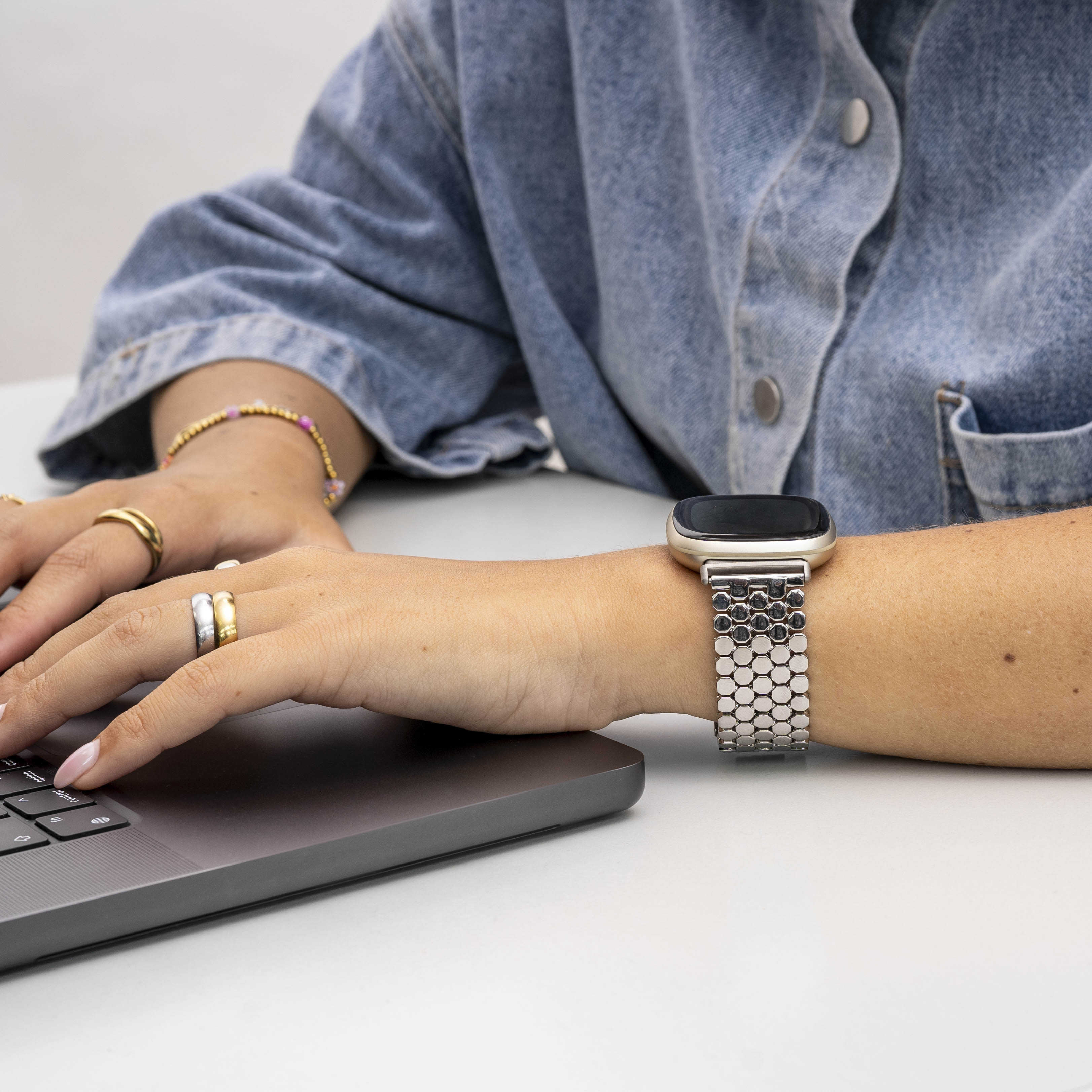 Bracelet acier poisson Fitbit Versa 3 (argent)