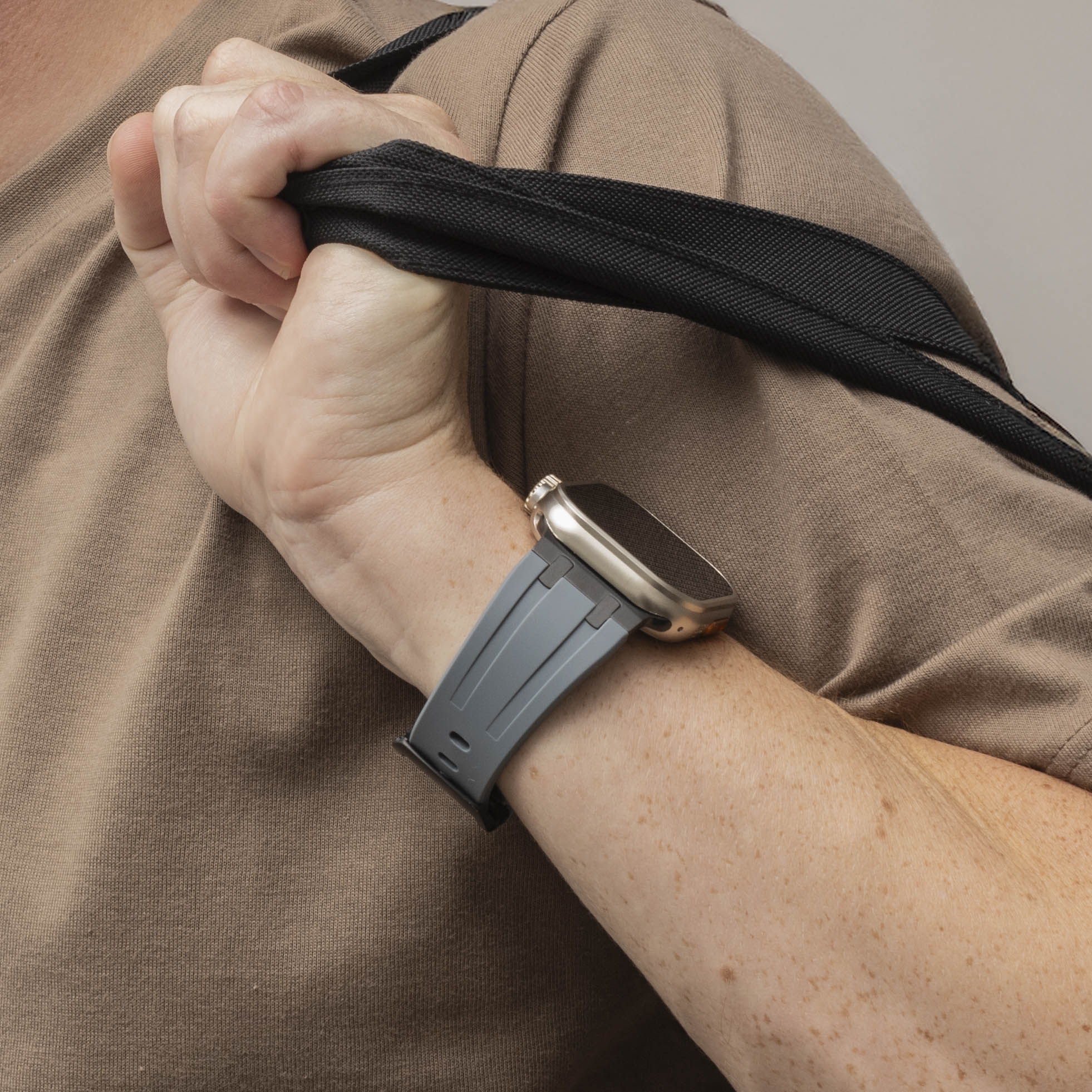 Bandz Apple Watch Silicone Strap 'Luxe Liquid' (Gray With Black)