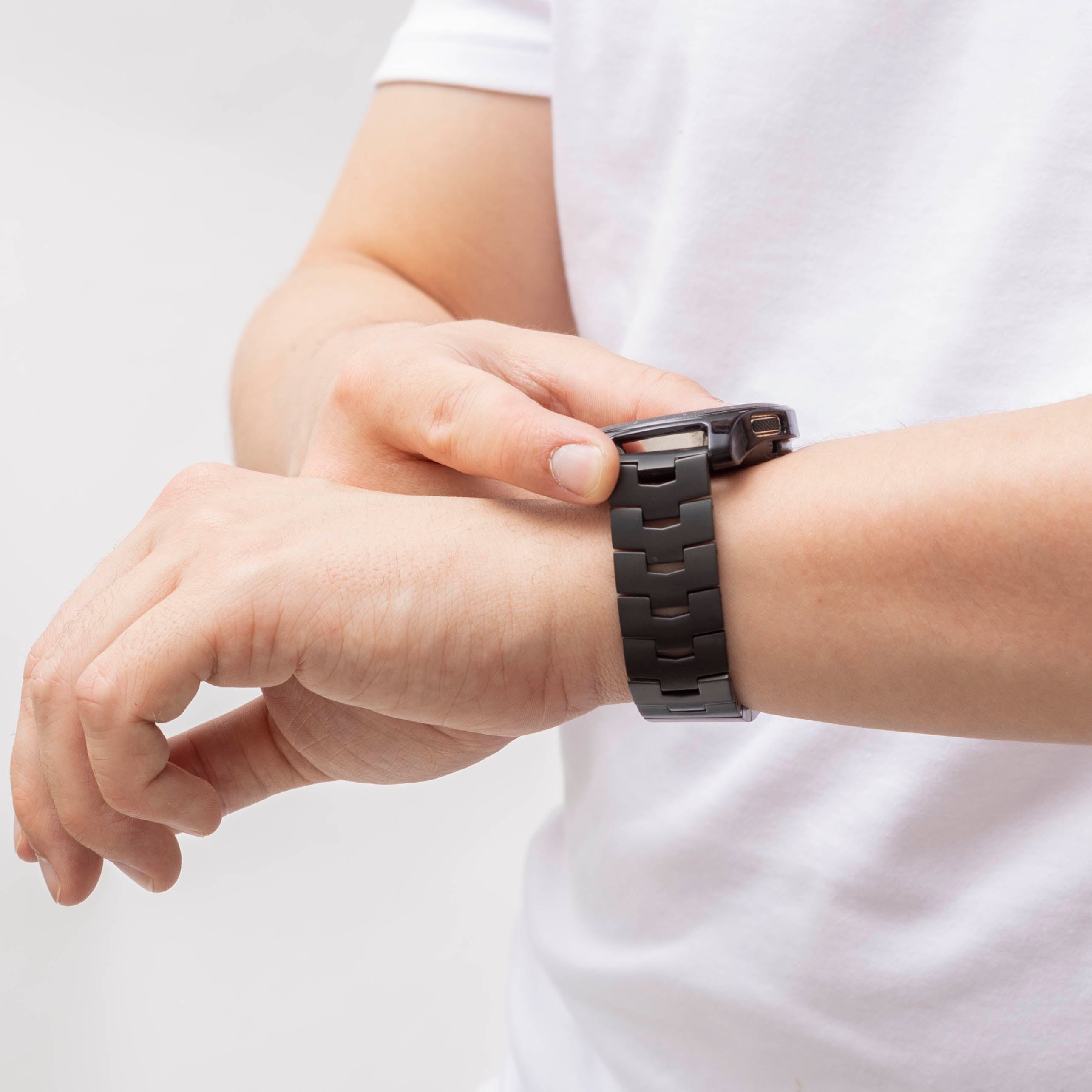 Bracelet titane grain (fermoir plat) Amazfit GTR 3 (Pro) (noir)