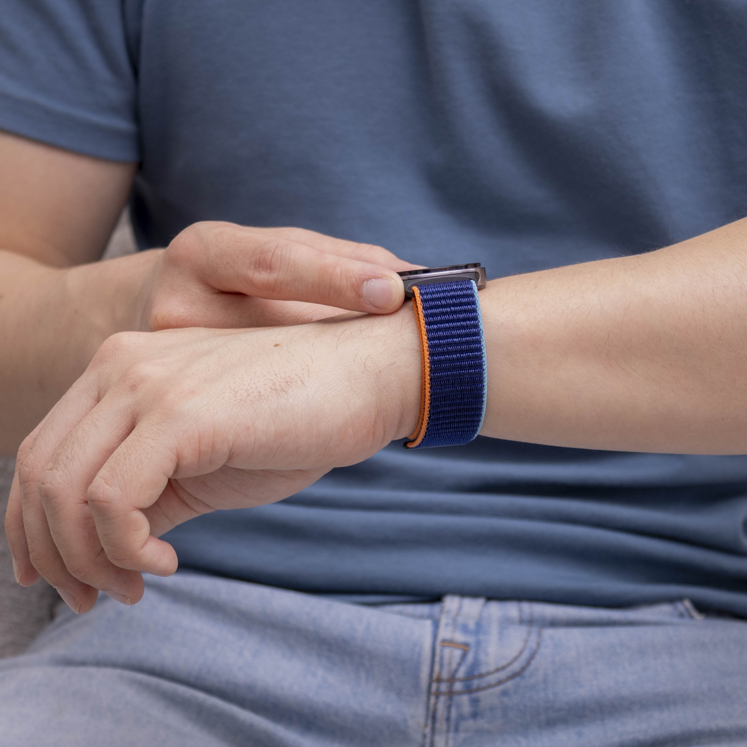 Bracelet nylon Samsung Galaxy Watch 8 Classic (bleu foncé mix)