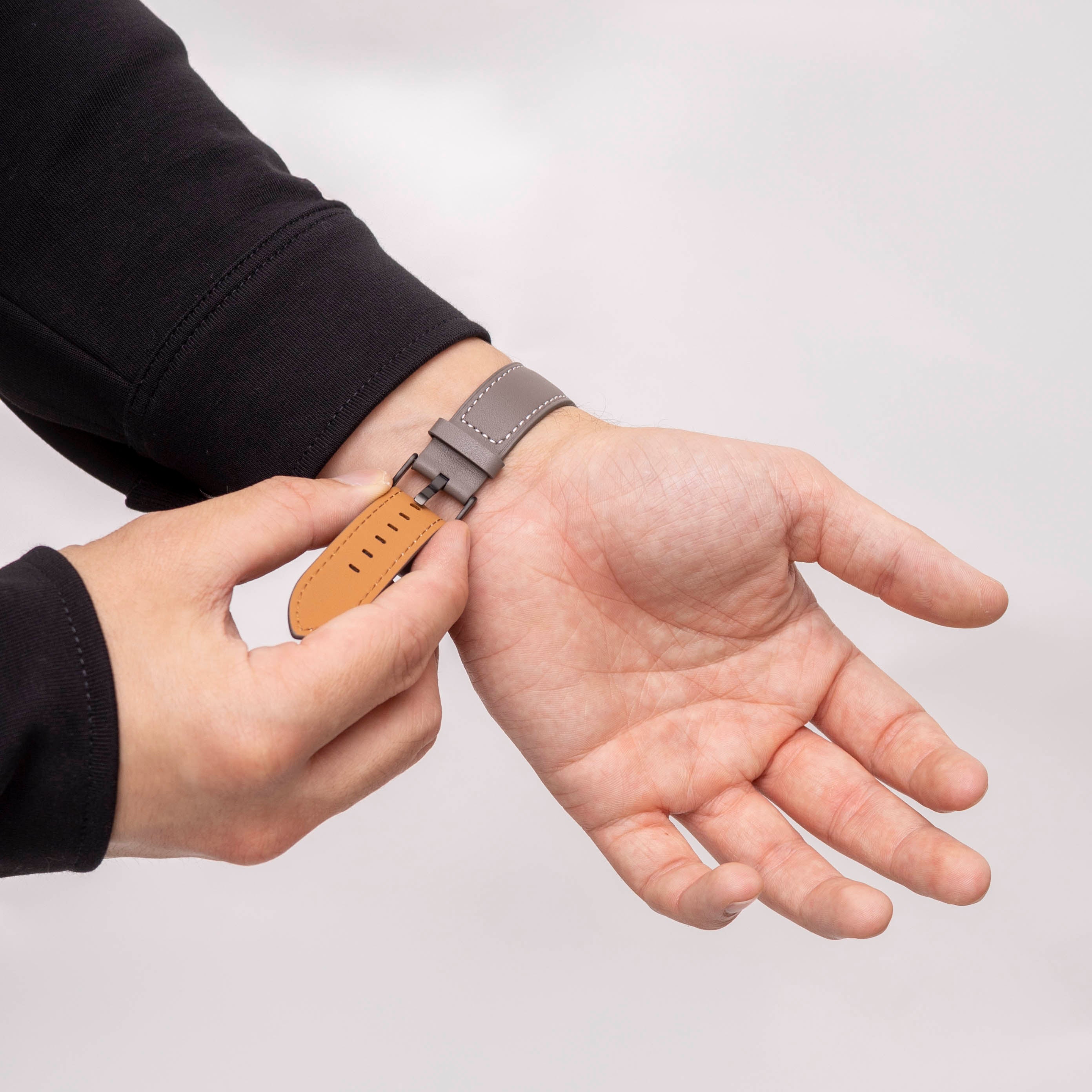 Bracelet cuir Premium Samsung Galaxy Watch 8 - 44mm (gris)