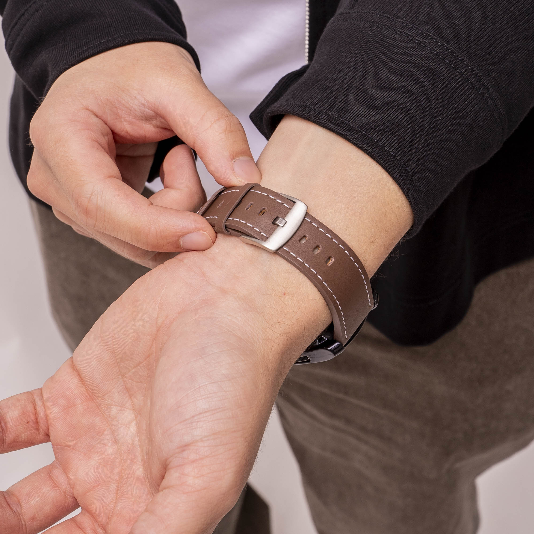 Amazfit Cheetah (Pro) 'One Push' Leather Strap (Dark Brown)