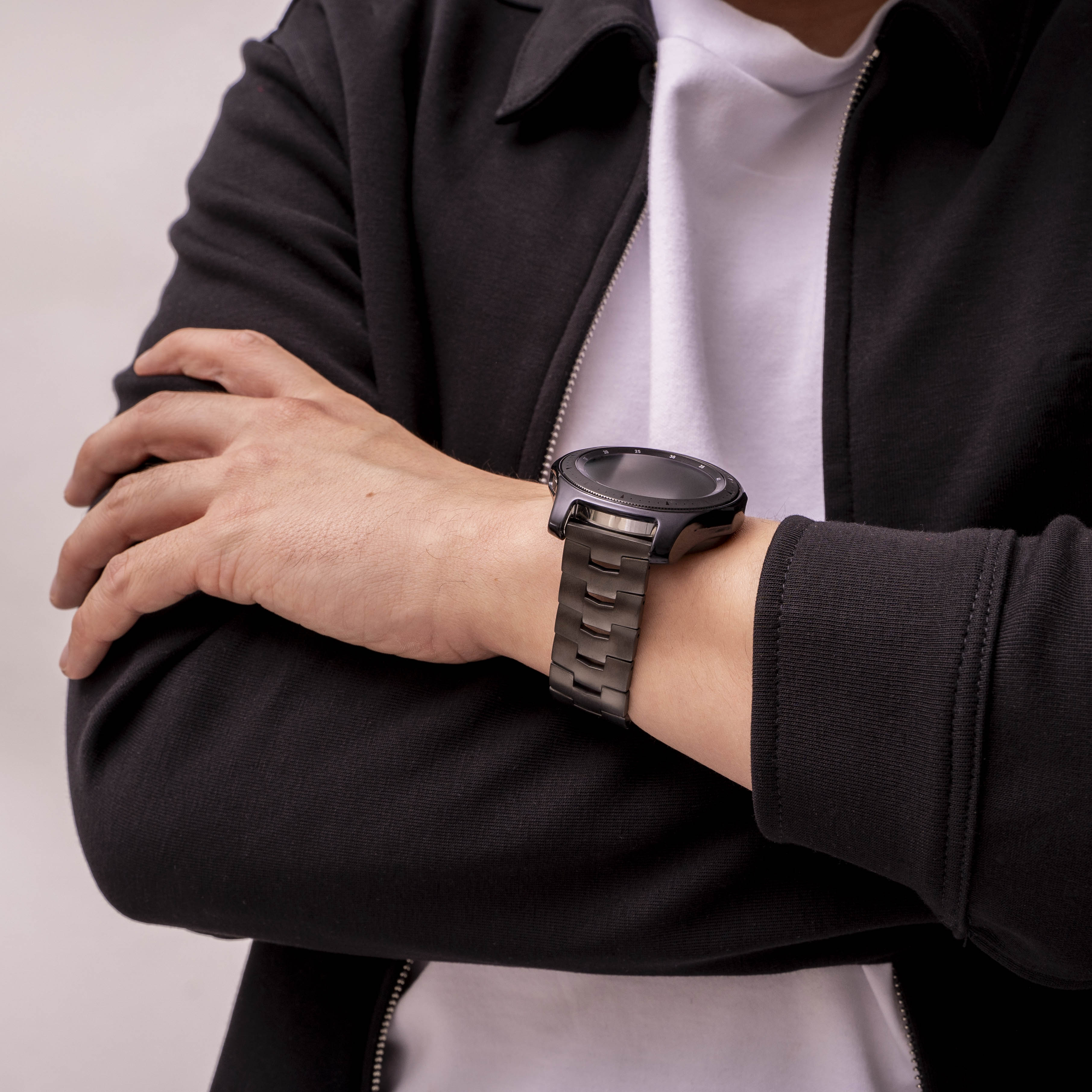 Bracelet titane grain (fermoir plat) Amazfit GTR 2 (graphite)