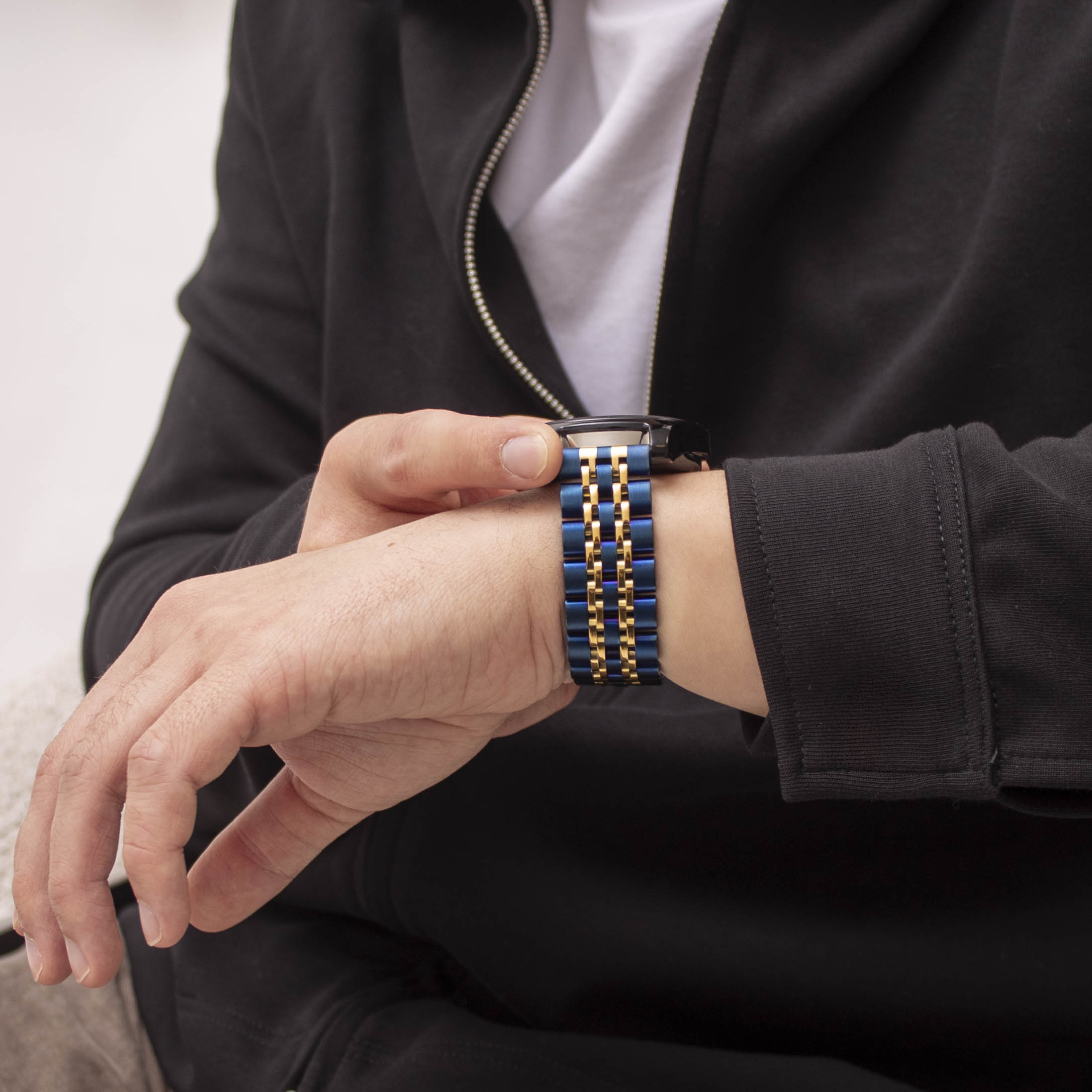 Bracelet acier duo Fossil Gen 6 44mm (bleu/or)