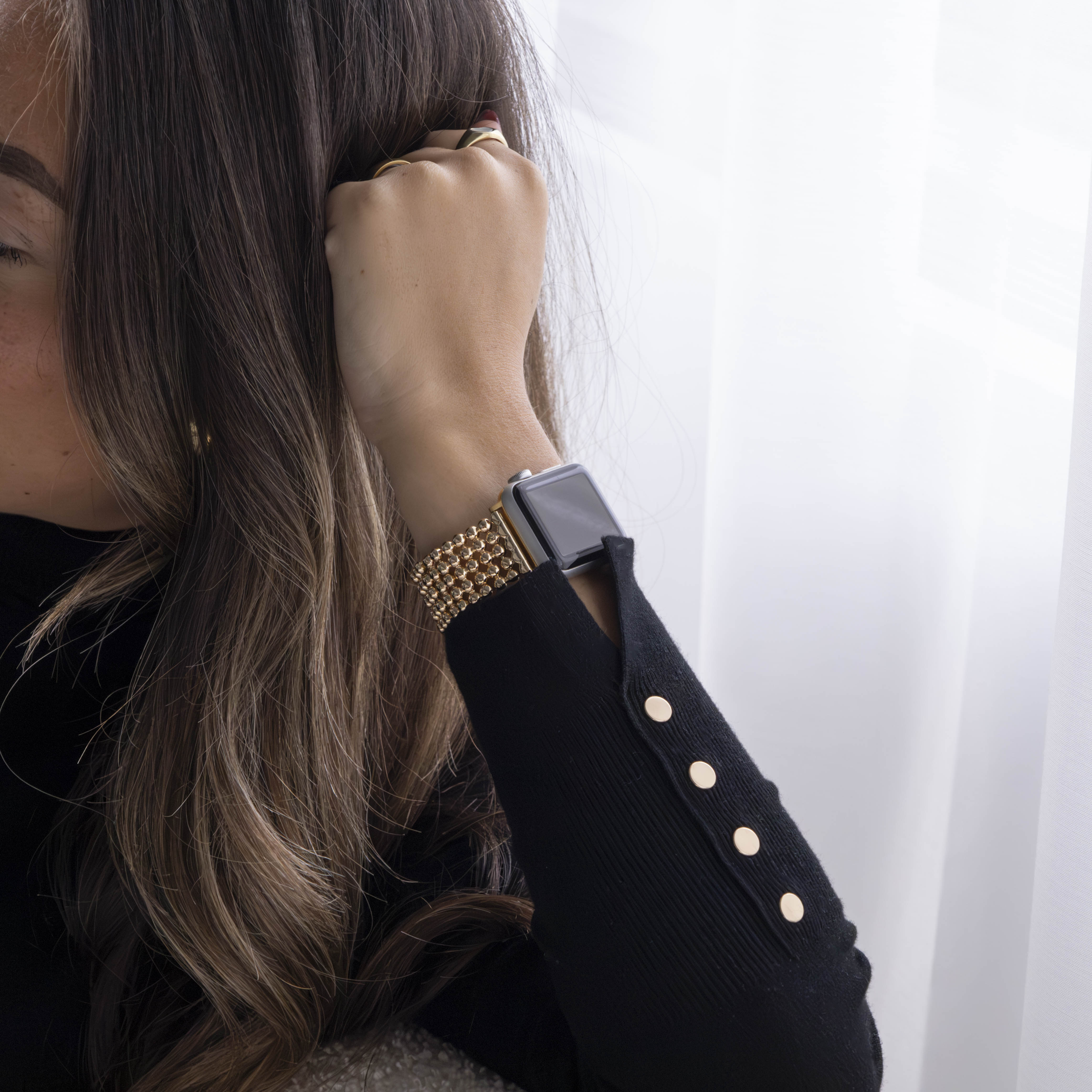 Bracelet perles acier Apple Watch Ultra (or)