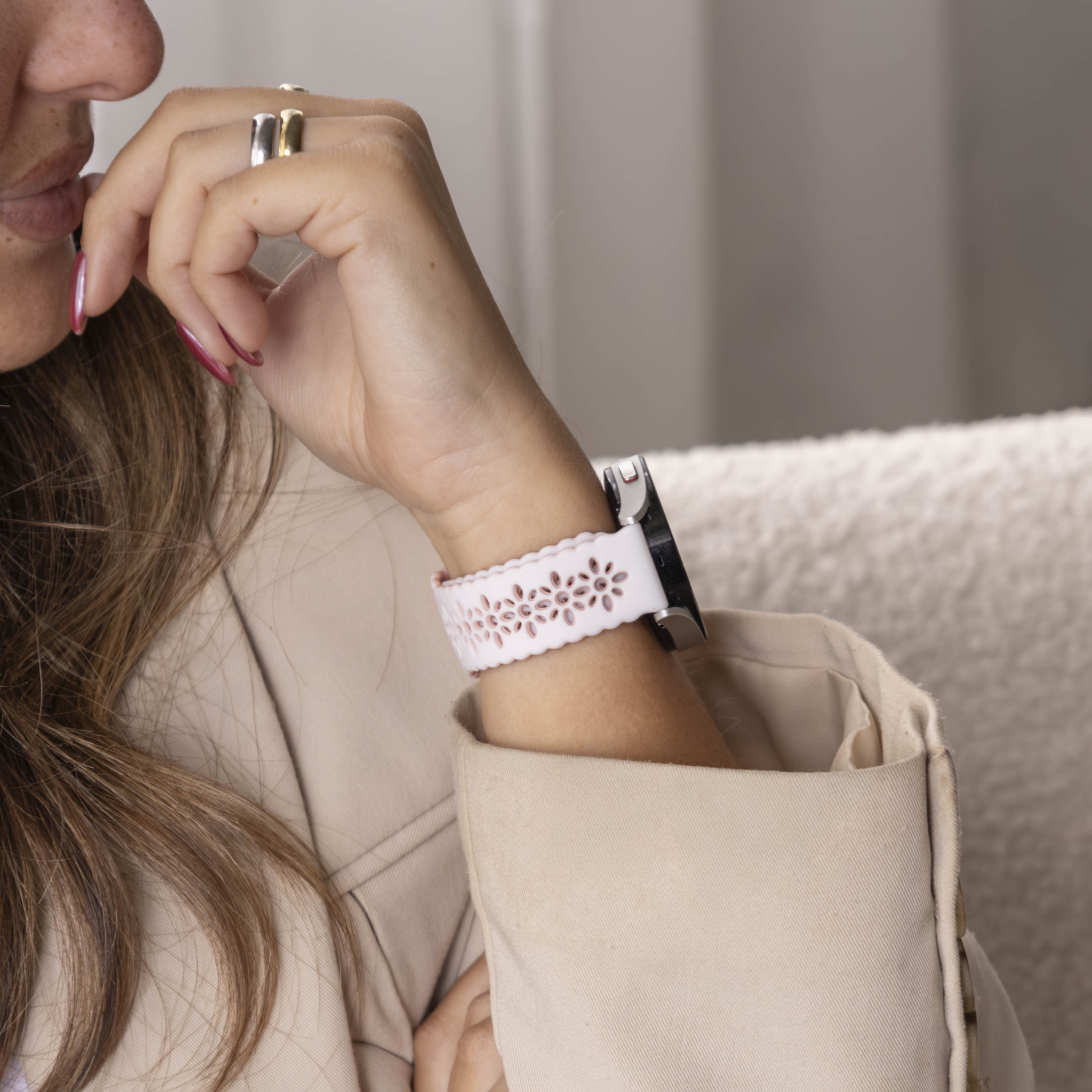 Bracelet silicone avec motif Samsung Gear Sport (blanc/rose)