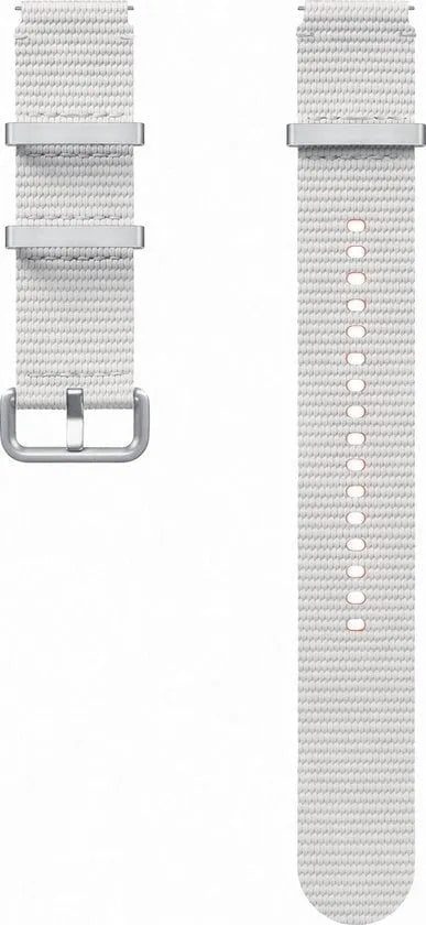 Nylon Athleisure Strap, silver, laid flat, separate parts, direct top view