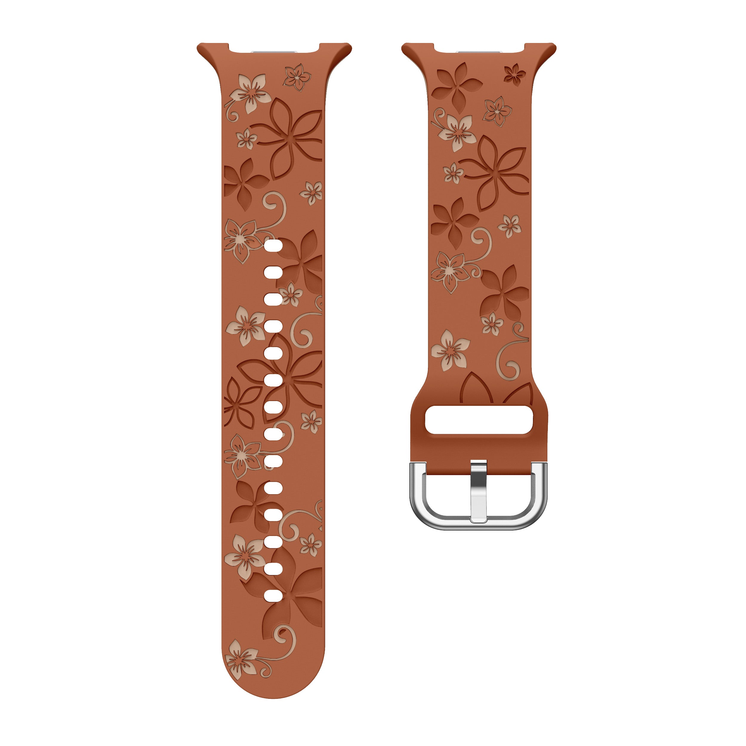 Samsung Galaxy Watch 9 - 44mm Flower Silicone Strap (Brown/Beige)