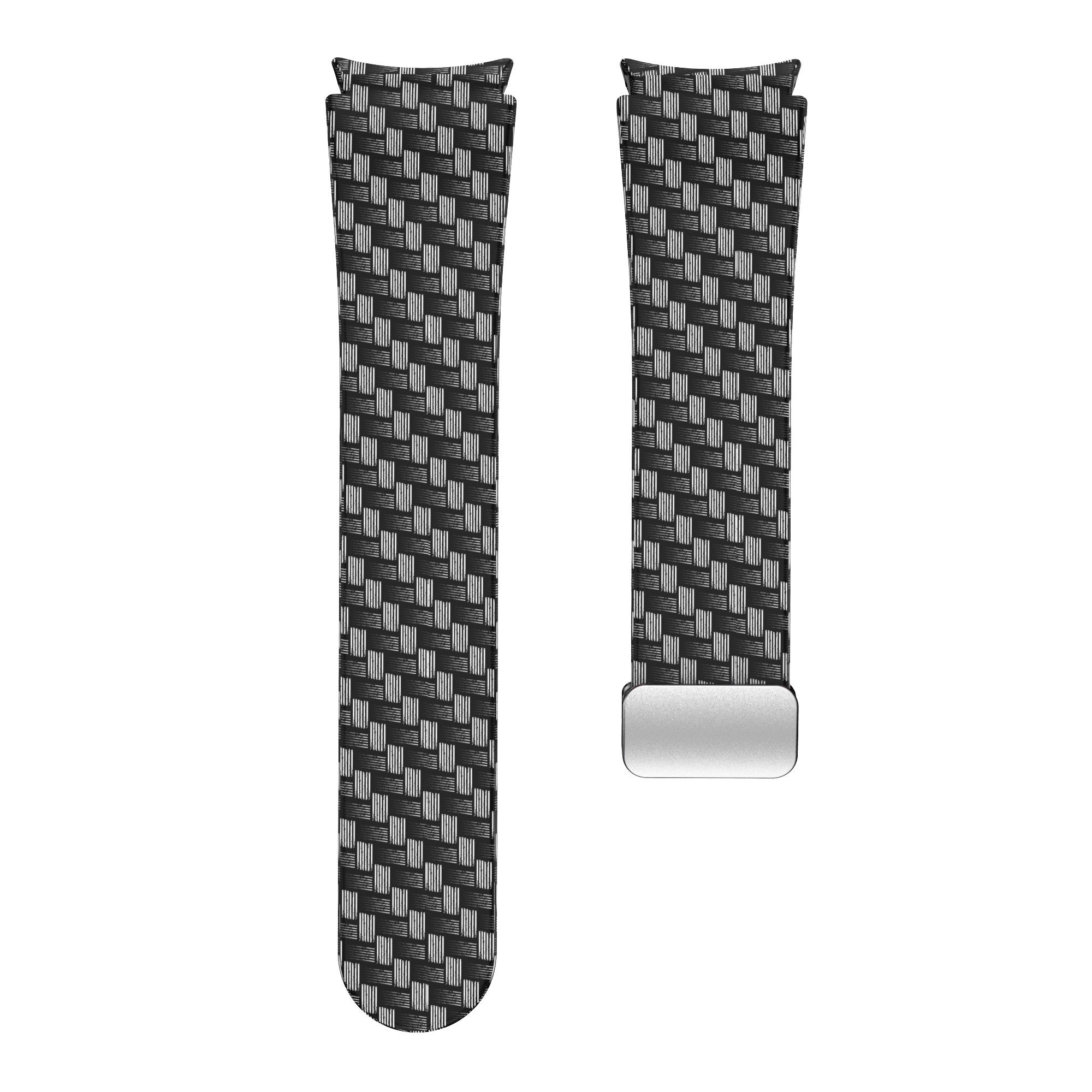 Silicone Magnetic Patterned Strap, laid flat, separate parts, direct top view