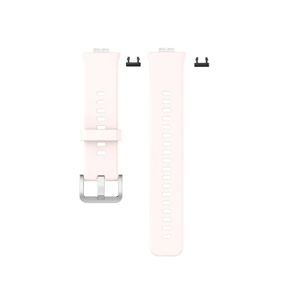 Silicone Strap, light pink, laid flat, separate parts, direct top view