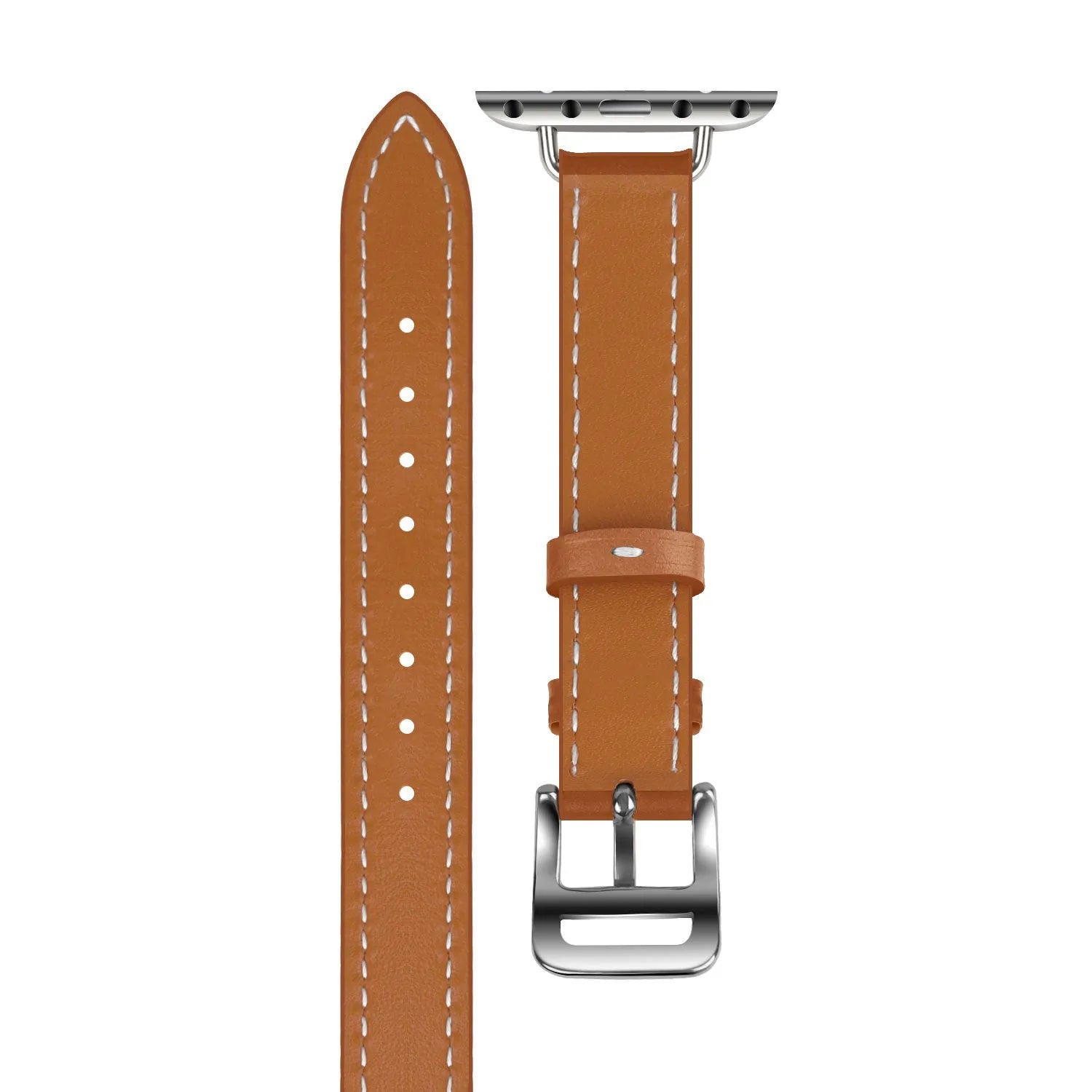 Bracelet cuir Double Tour Apple Watch (marron clair)