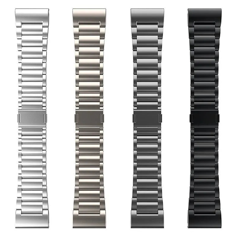 Magnetic Titanium Strap, silver, laid flat, separate parts, direct top view