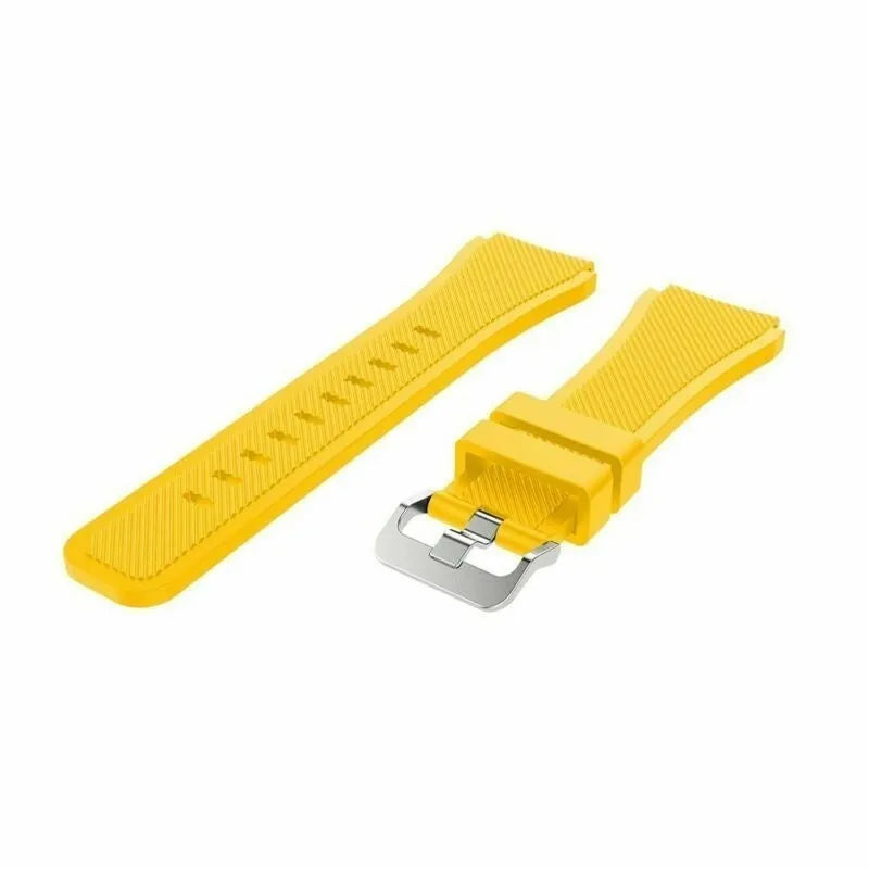 Twill Silicone Strap, yellow, laid flat, separate parts, direct top view