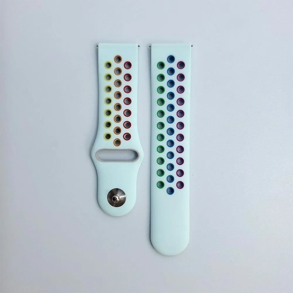 Silicone Sport Strap, laid flat, separate parts, direct top view