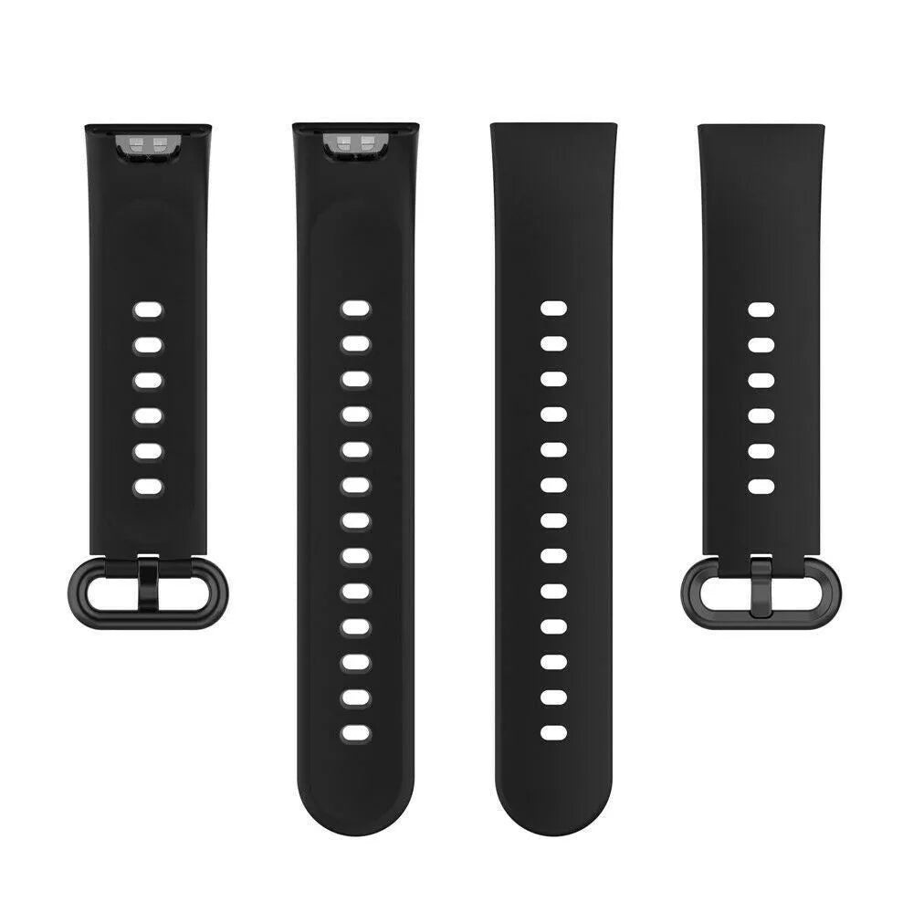 Silicone Strap, black, laid flat, separate parts, direct top view