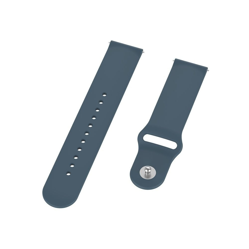 Silicone Sport Strap, grey-blue, laid flat, separate parts, direct top view