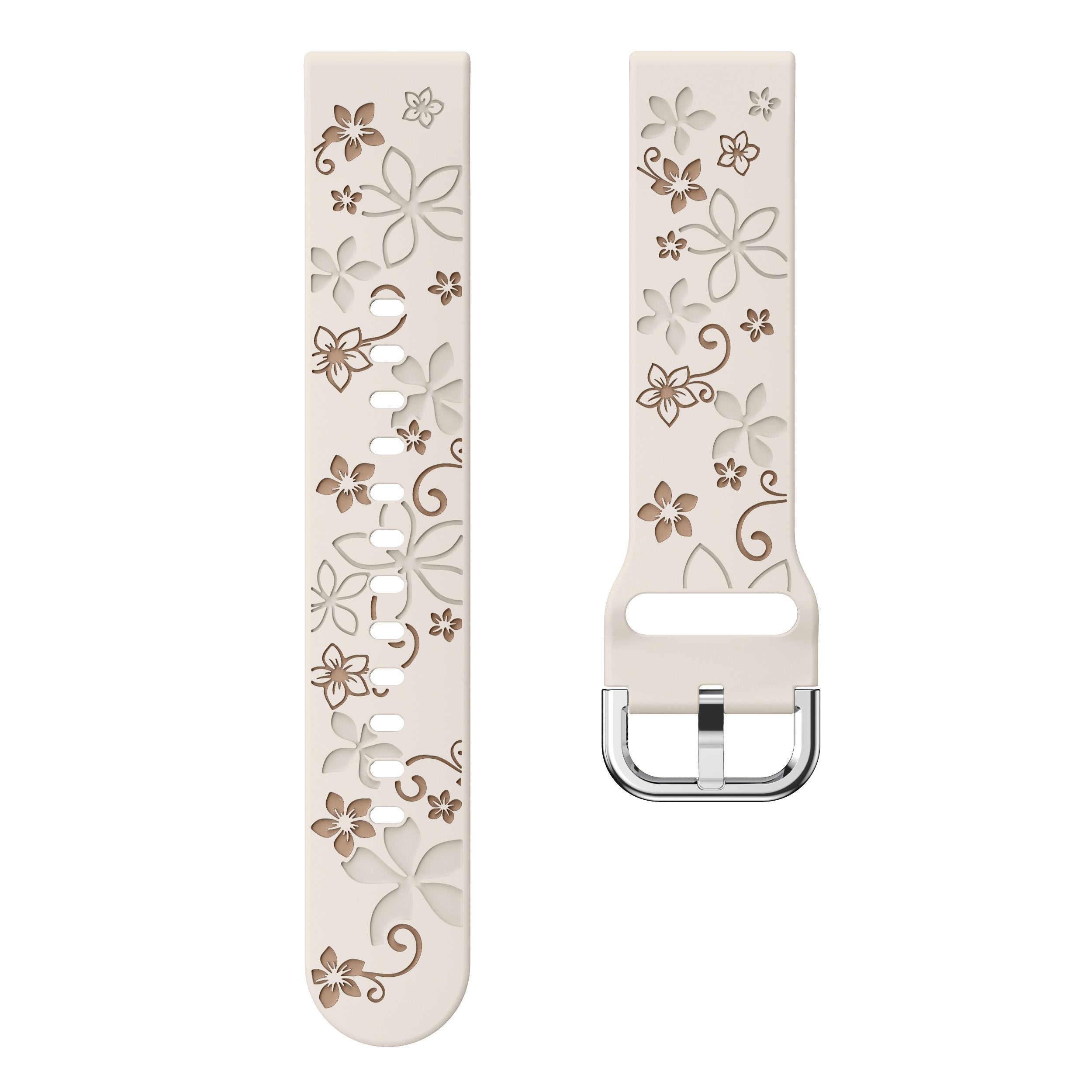 Bracelet silicone à fleurs Xiaomi Watch S4 - 41mm (lumière stellaire/beige)