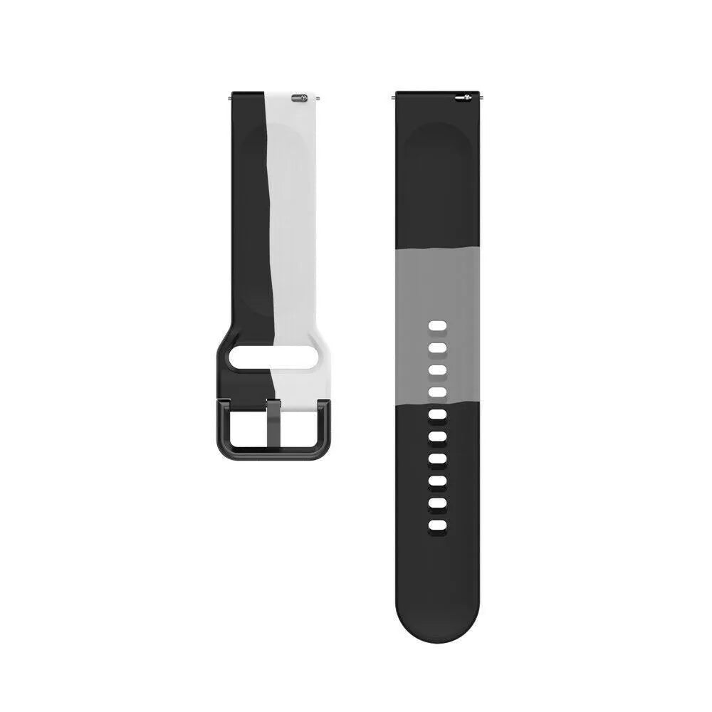 Silicone Triple Sport Strap, laid flat, separate parts, direct top view
