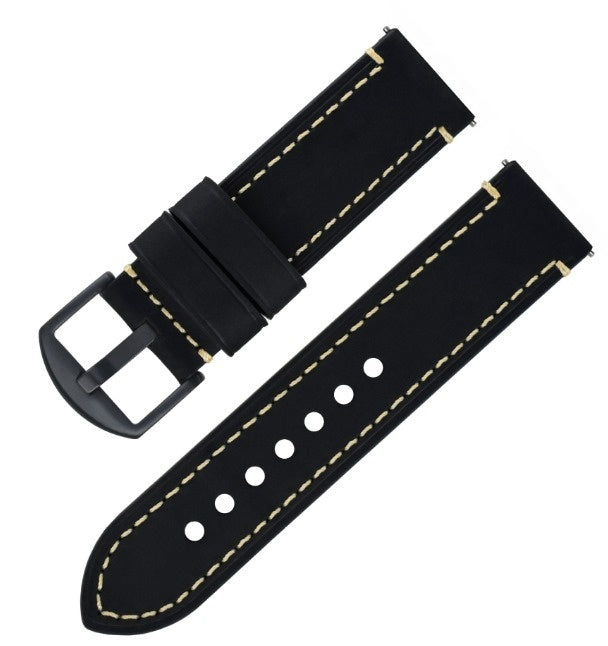 Bracelet cuir authentique Huawei Watch 5 - 42mm (noir)