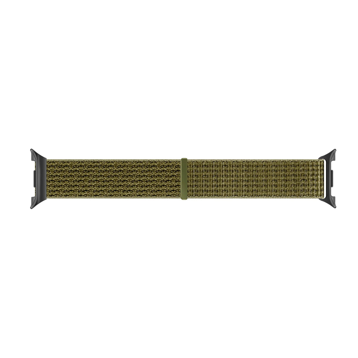Nylon Strap, olive, laid flat, joined, direct top view