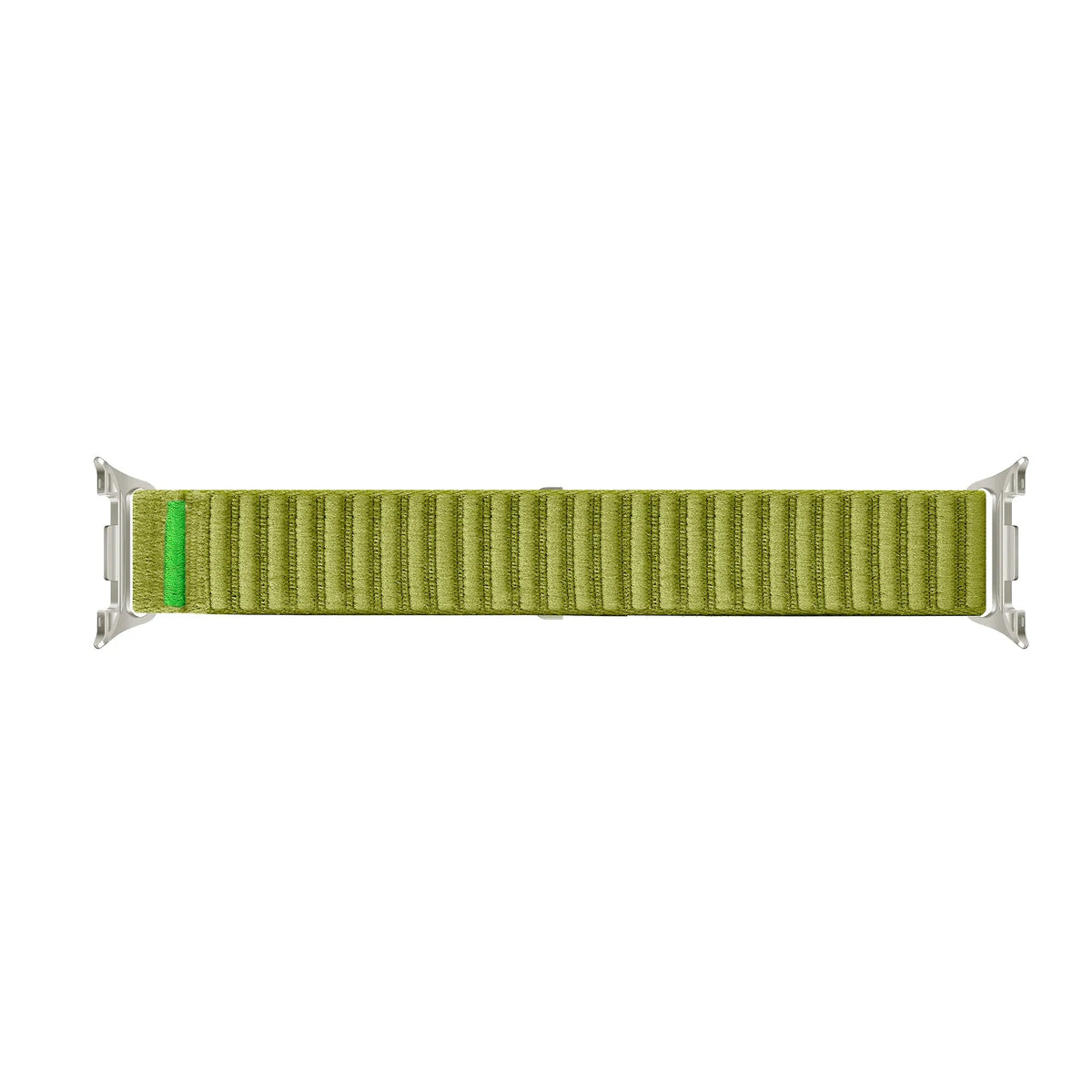 Wave Nylon Strap, field green, laid flat, joined, direct top view