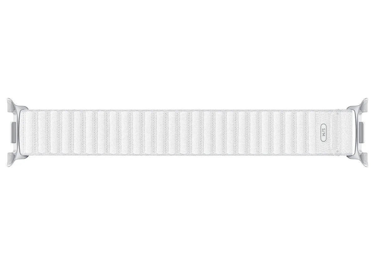 Nylon Fabric Strap, white, laid flat, joined, direct top view