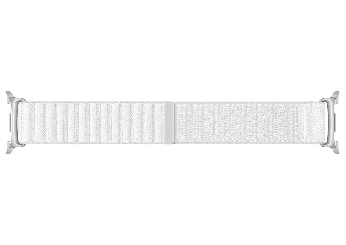 Nylon Fabric Strap, white, laid flat, joined, direct top view