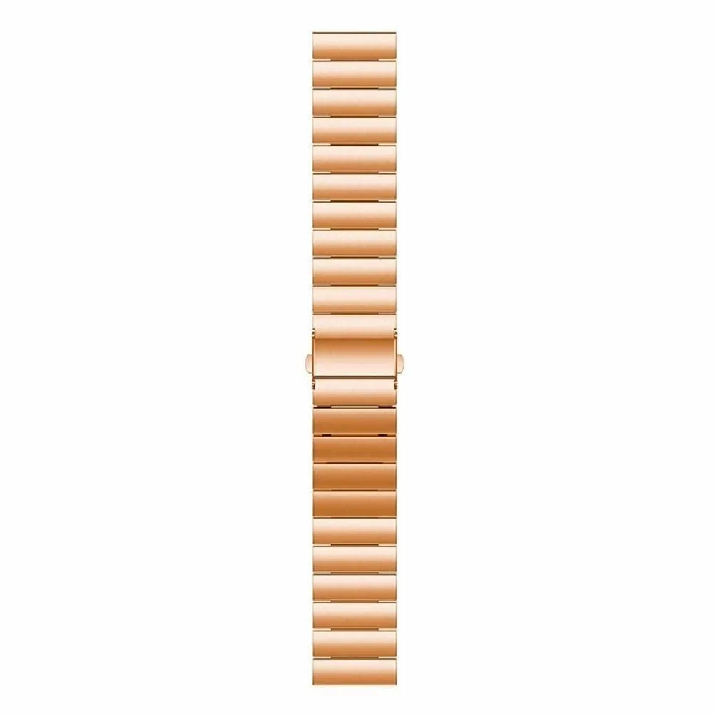 Premium Metal Strap, rose gold, laid flat, joined, direct top view