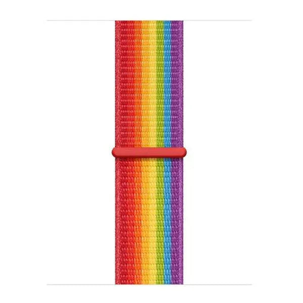 Nylon Strap, rainbow, laid flat, joined, direct top view