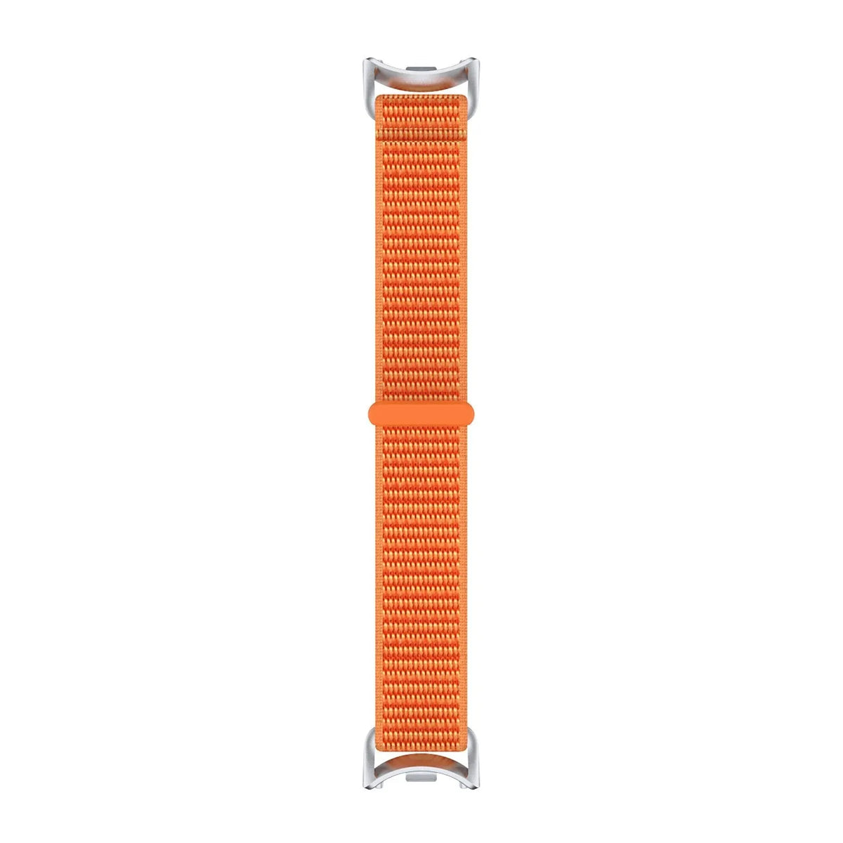 Modern Nylon Strap, orange, laid flat, joined, direct top view