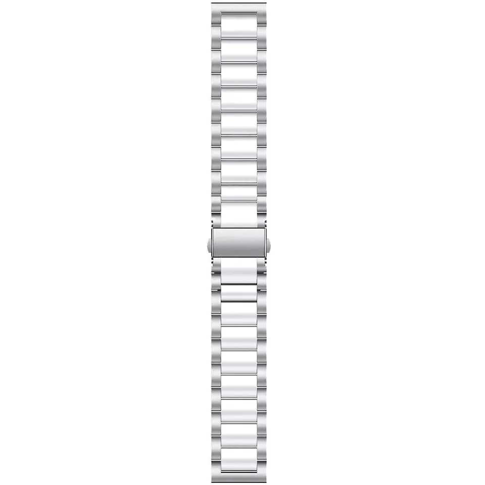 Steel Strap, silver/white, laid flat, joined, direct top view