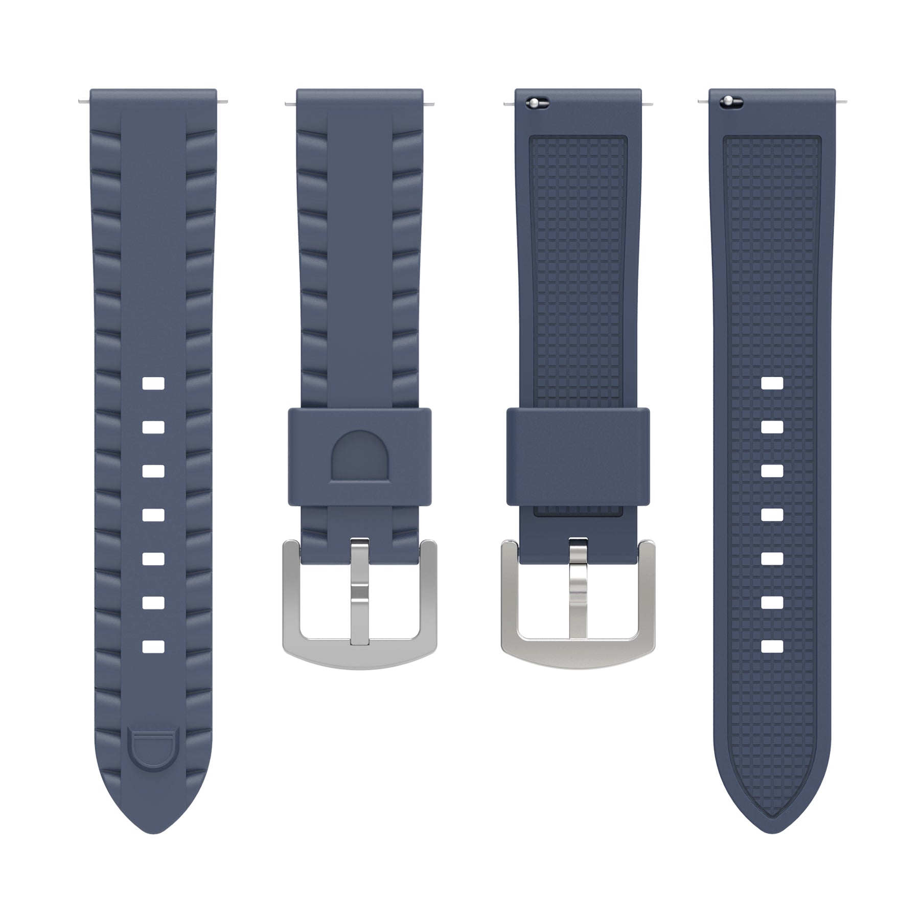 Bracelet silicone ondulé universel 24mm (gris-bleu)