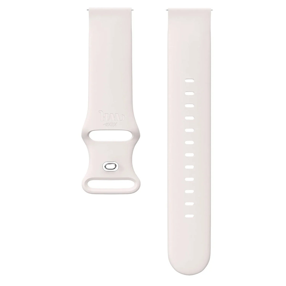 Silicone Strap, laid flat, separate parts, top and underside view