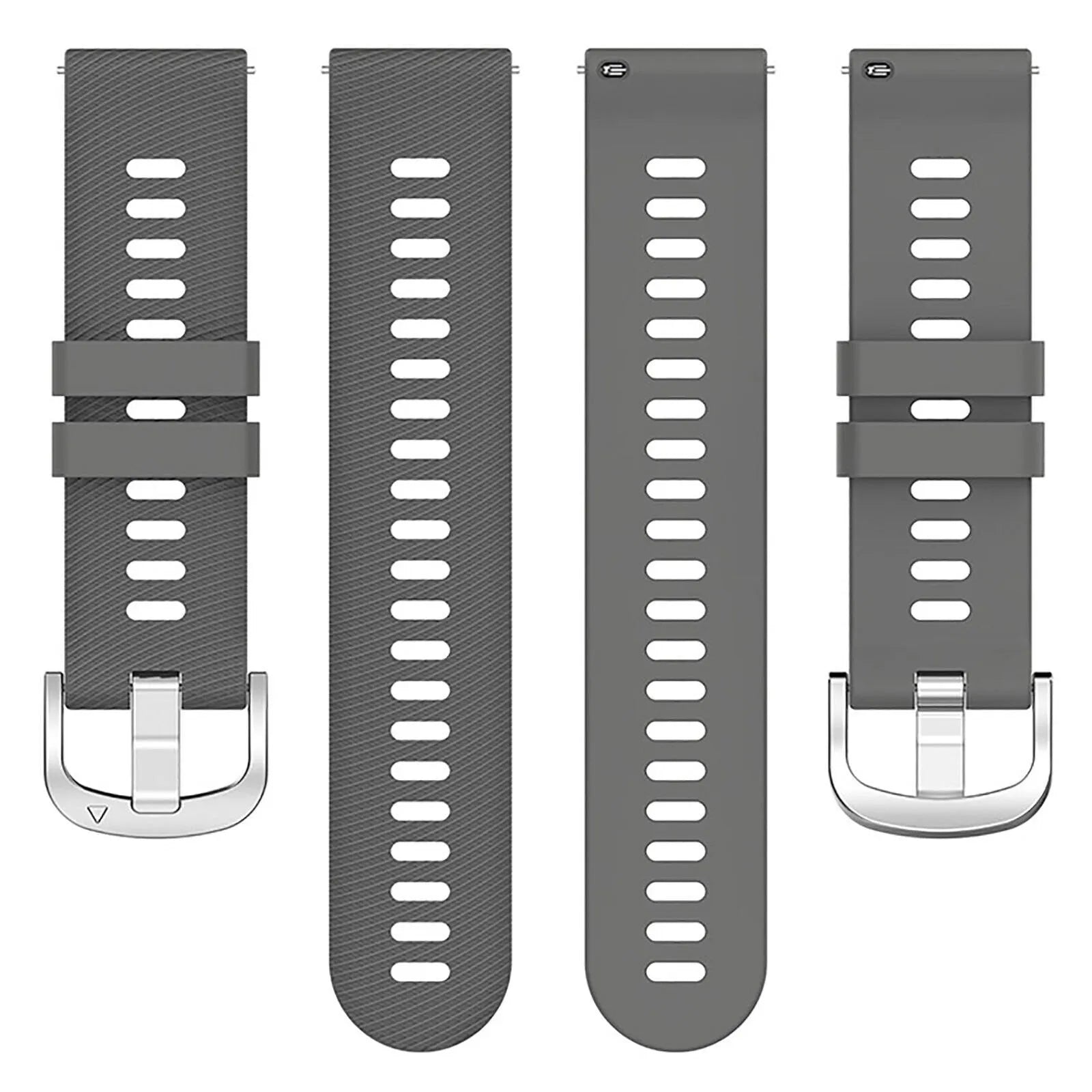 Silicone Strap, laid flat, separate parts, top and underside view